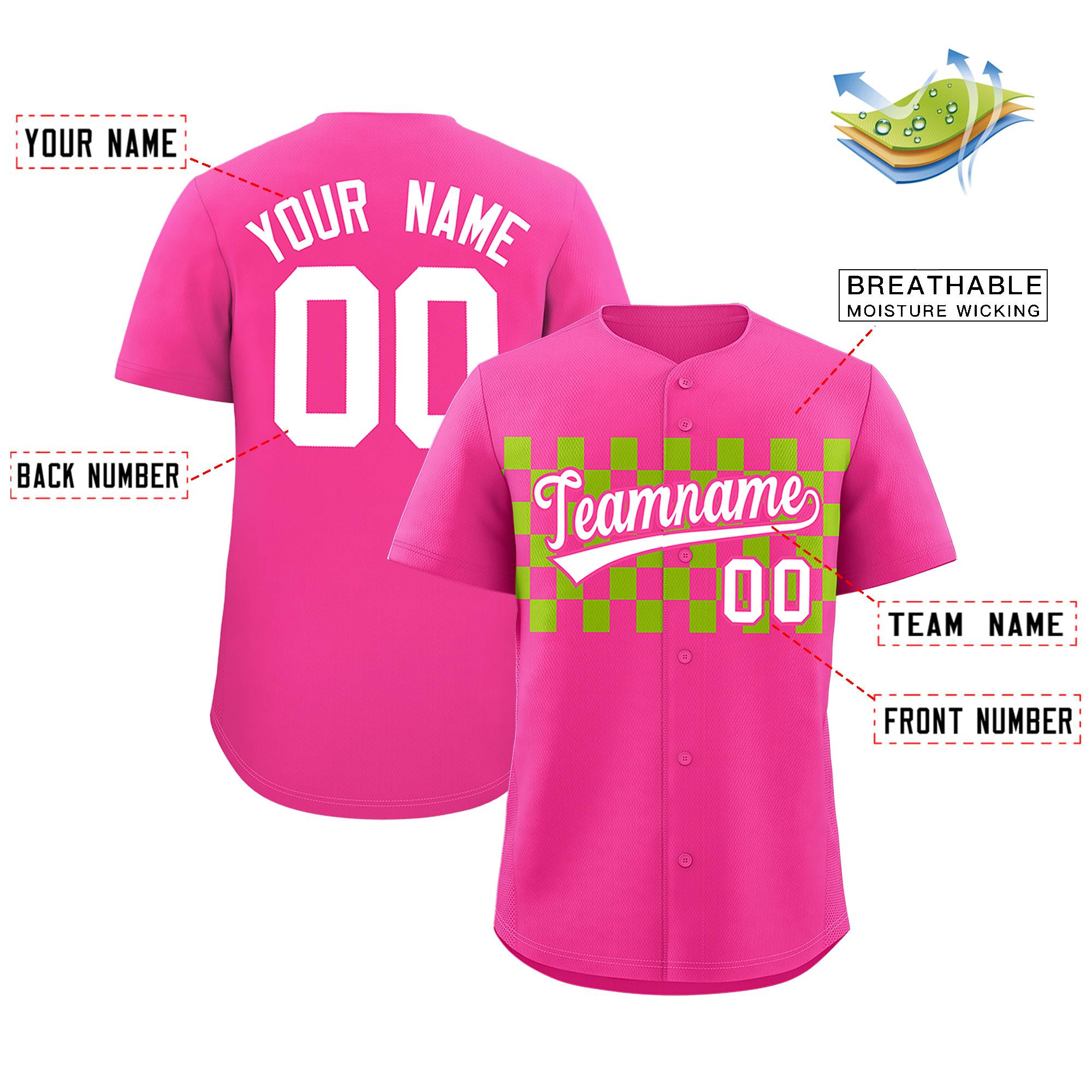 Individuell personalisiertes authentisches Baseball-Trikot mit kariertem Modedesign Individuell personalisiertes authentisches Baseball-Trikot mit kariertem Modedesign