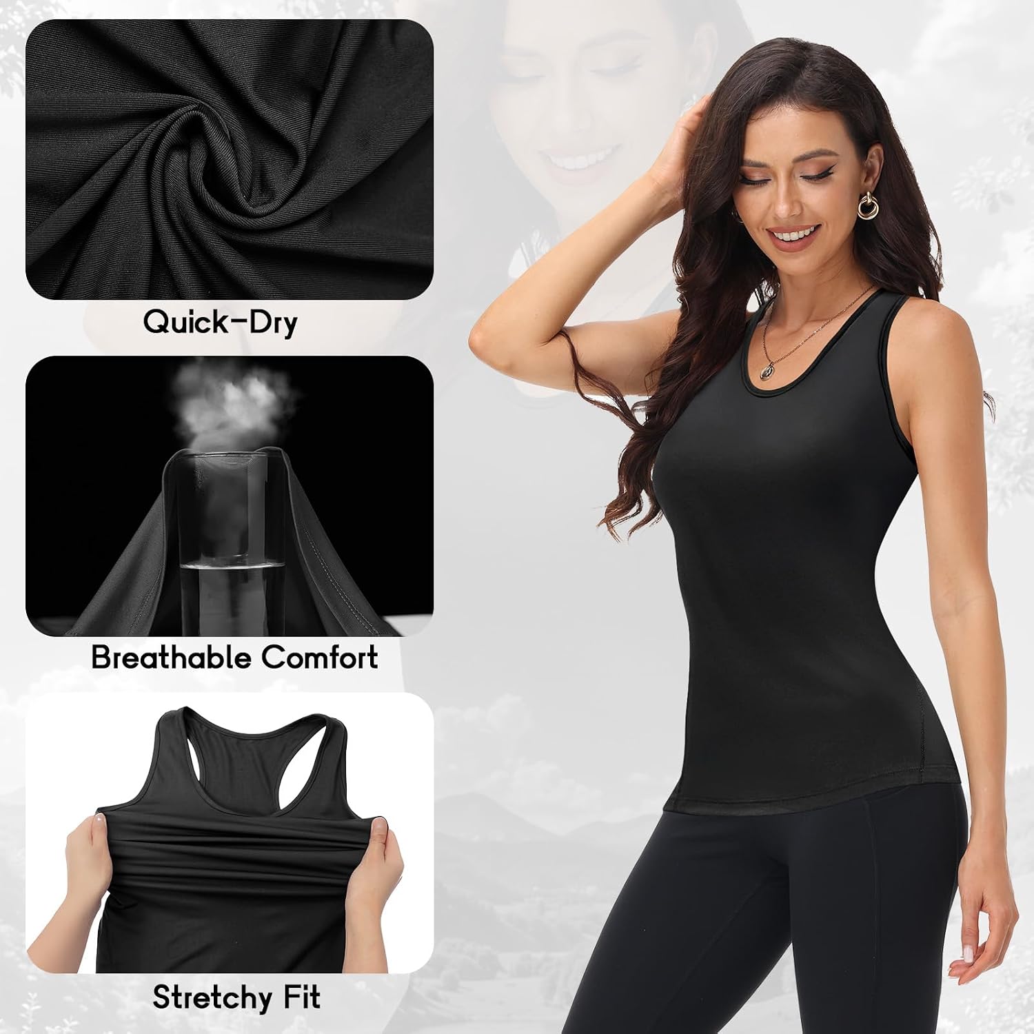 Women's Racerback Compression Tank Top 4 Pack Quick Dry