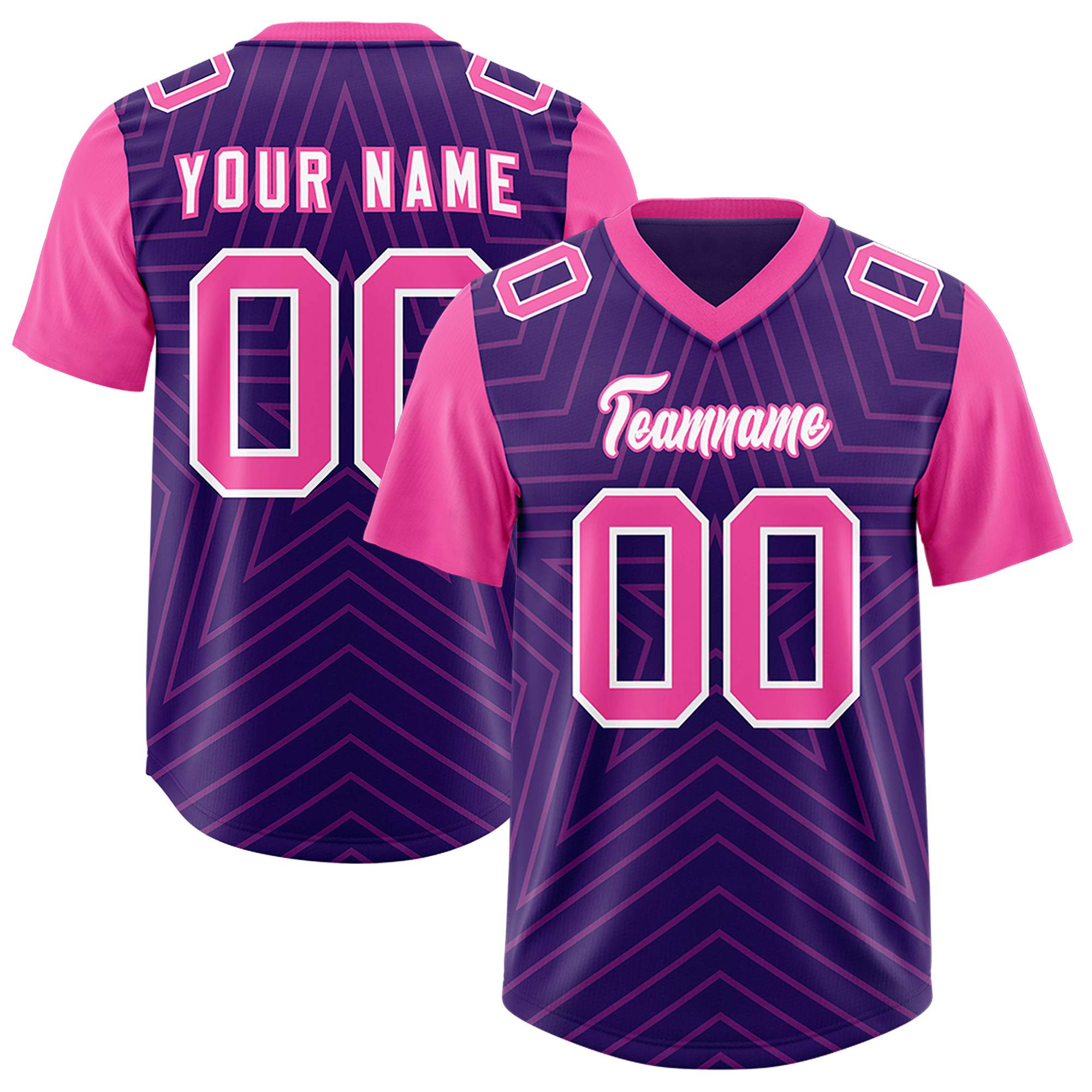 Individuell personalisiertes, authentisches Fußballtrikot mit Raglanärmeln und Sternenmuster