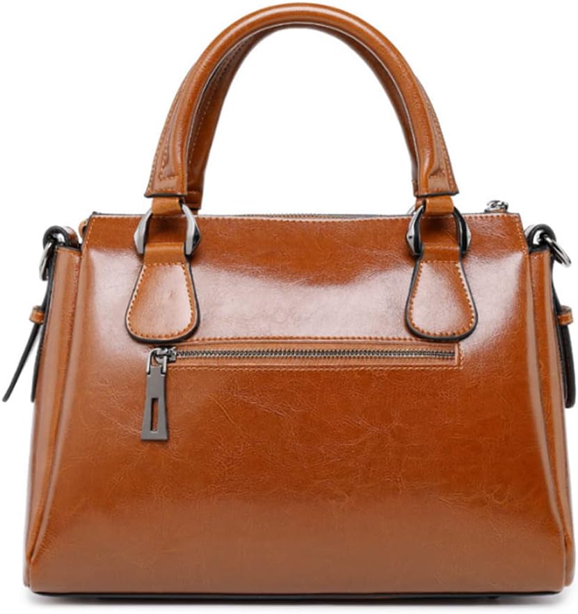 Women's Glossy Oil-Tanned Leather Top Handle Satchel Tan Women's Glossy Oil-Tanned Leather Top Handle Satchel Tan