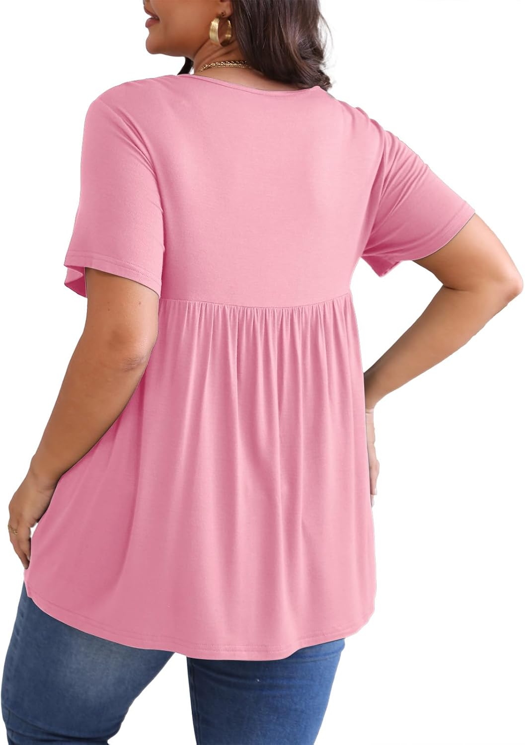 Womens Plus Size Tops Summer Short Sleeves Tunic Casual V-Neck Wrap Shirts Dressy Work Blouses L-4XL Womens Plus Size Tops Summer Short Sleeves Tunic Casual V-Neck Wrap Shirts Dressy Work Blouses L-4XL