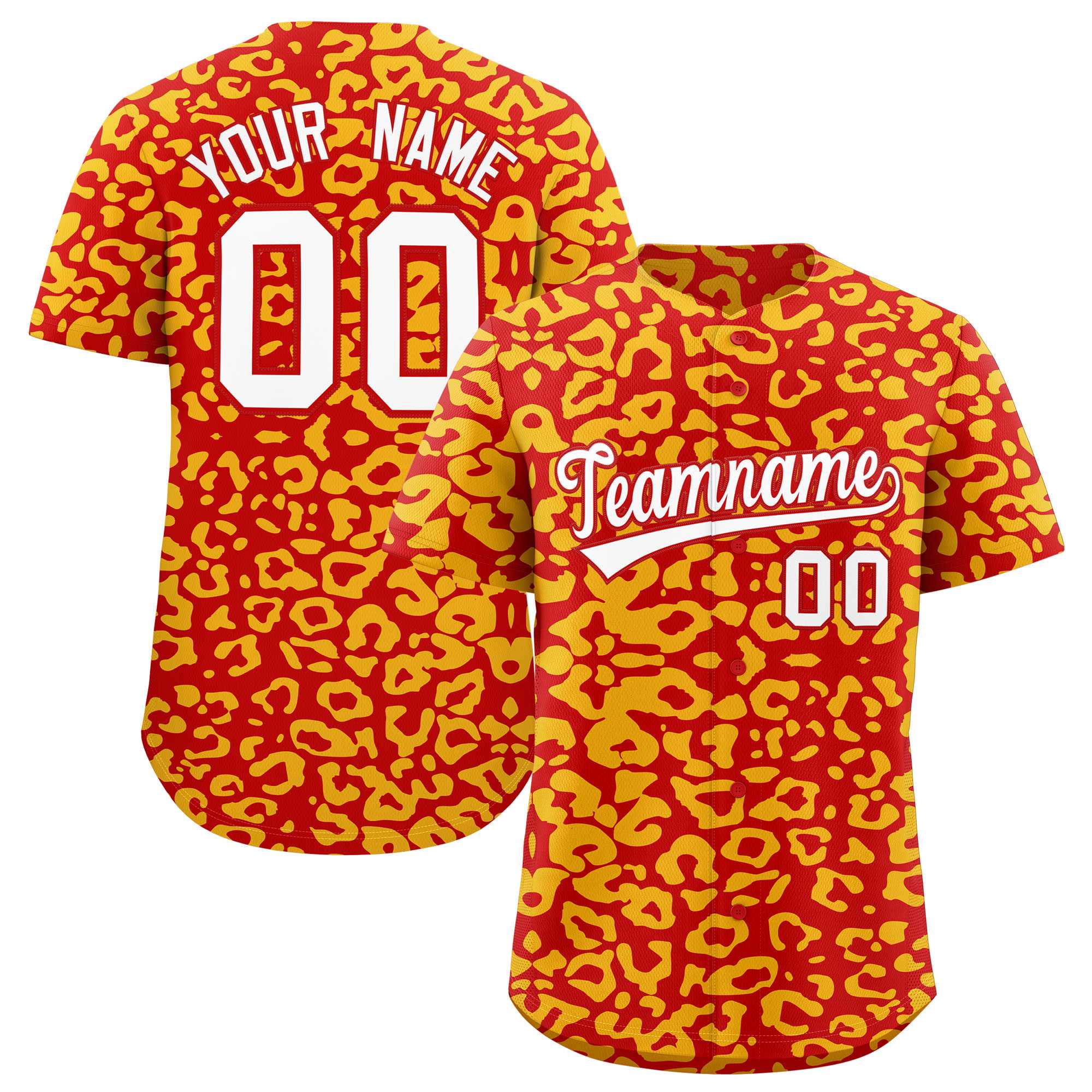 Authentisches Baseball-Trikot mit individuell gestaltetem Leopardenmuster