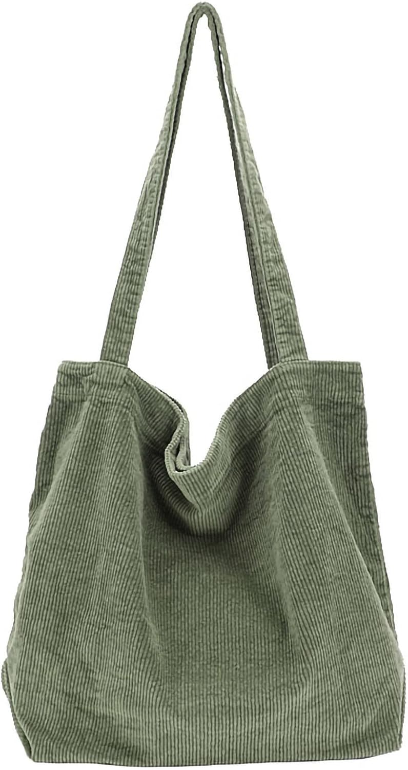 Women's Corduroy Tote Bag Olive Green