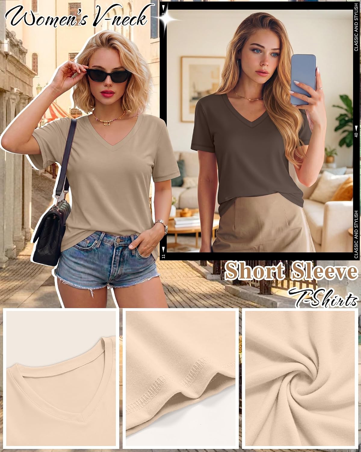 Women's 4 Pack Short Sleeve V Neck T-Shirts Women's 4 Pack Short Sleeve V Neck T-Shirts
