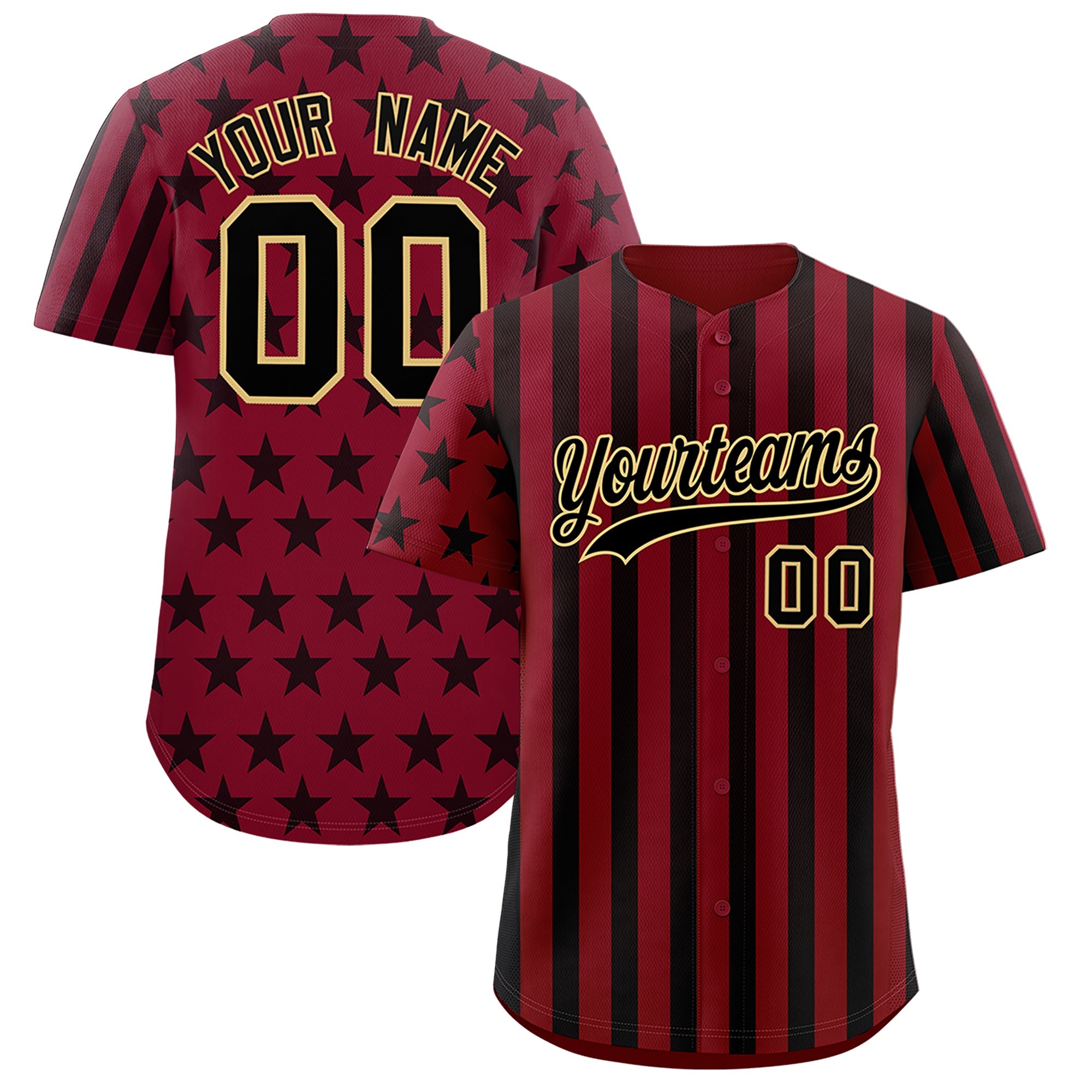 Benutzerdefiniertes Graffiti-Muster-Baseball-Trikot mit amerikanischer Flagge