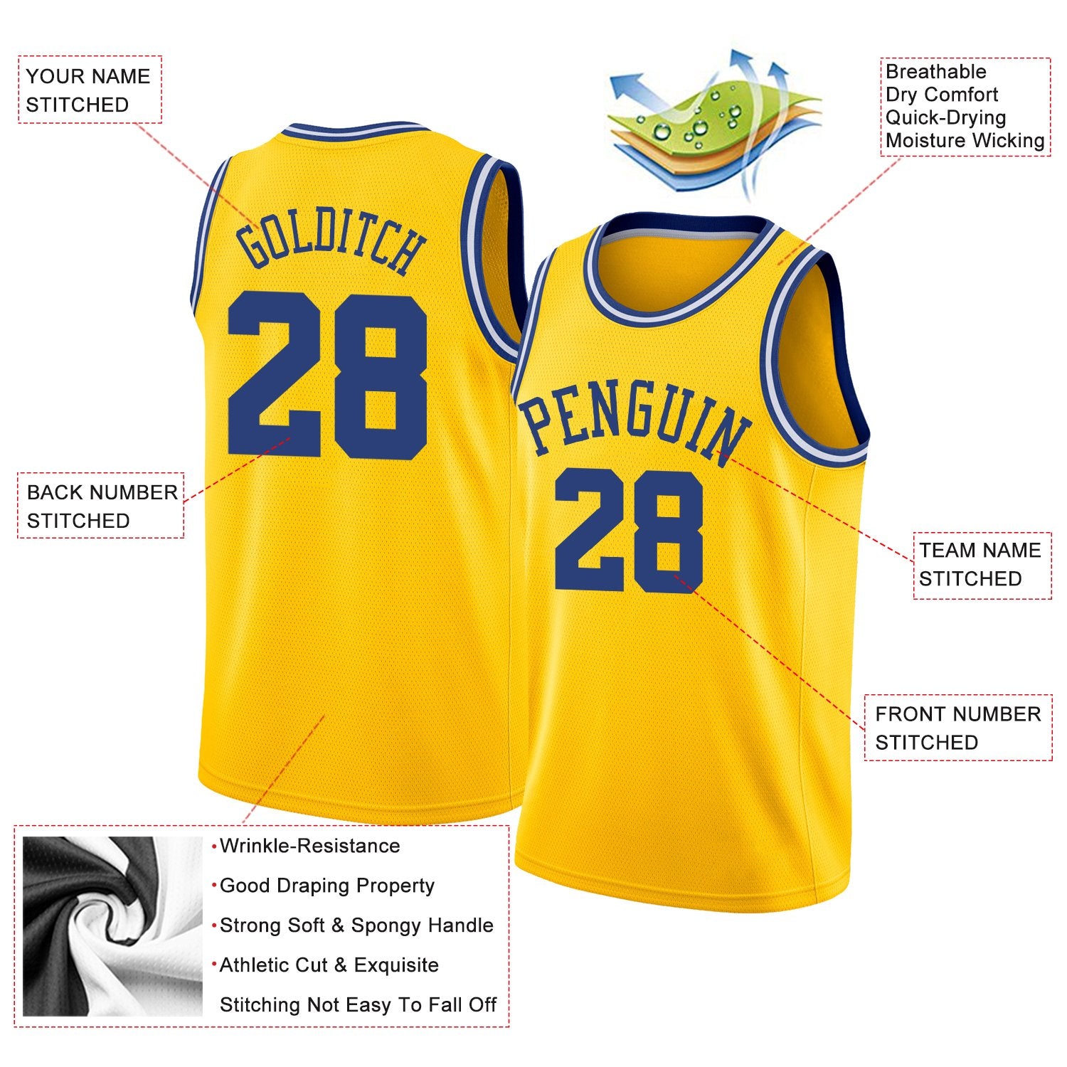 Custom Classic Tops Mesh Sport Basketball-Trikot