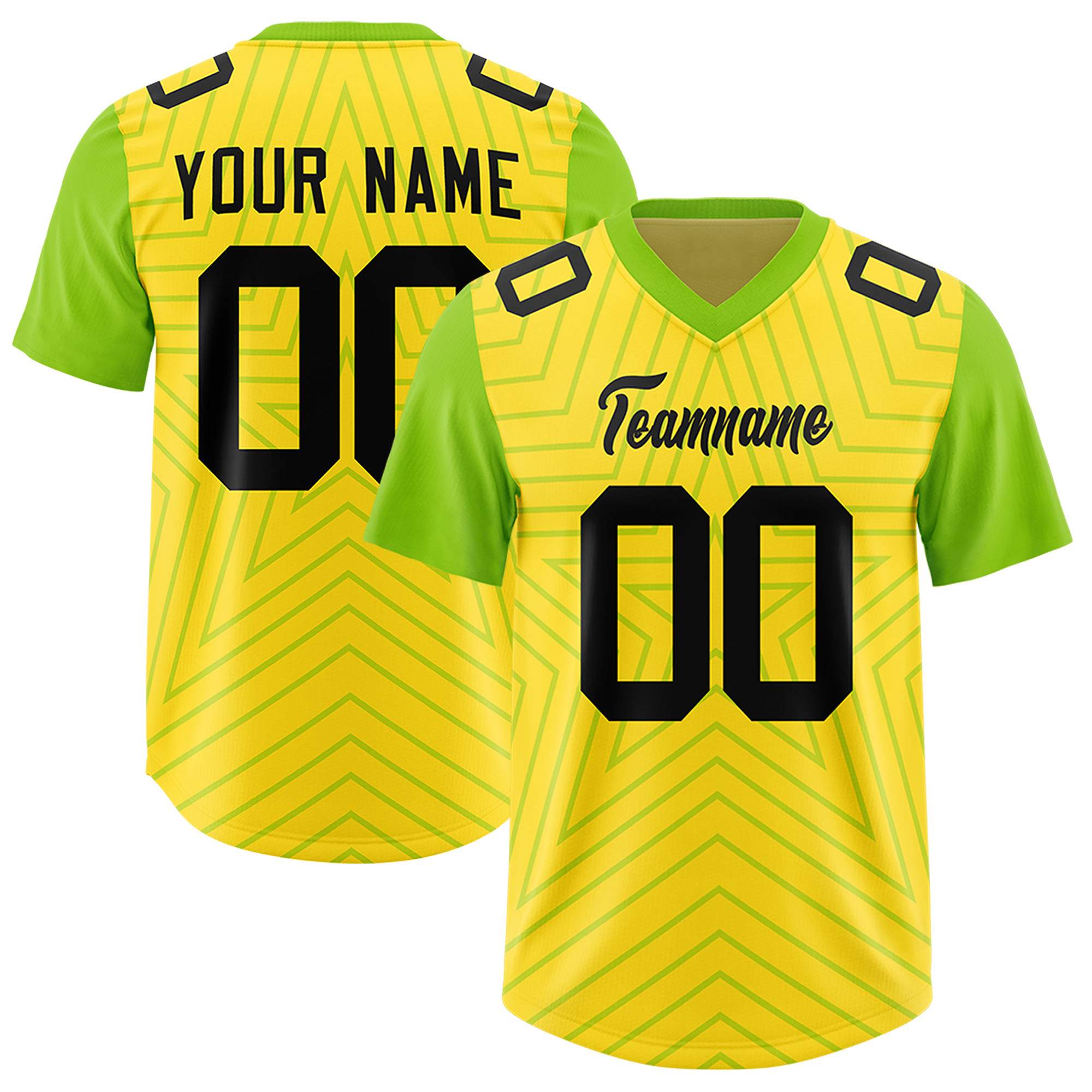 Individuell personalisiertes, authentisches Fußballtrikot mit Raglanärmeln und Sternenmuster