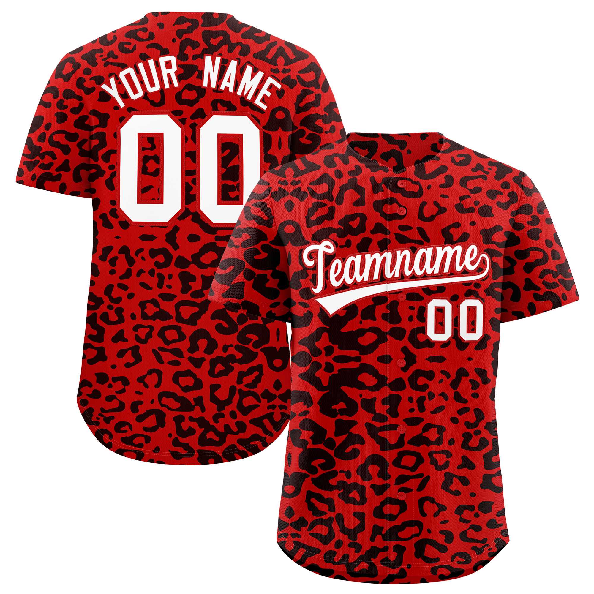 Authentisches Baseball-Trikot mit individuell gestaltetem Leopardenmuster