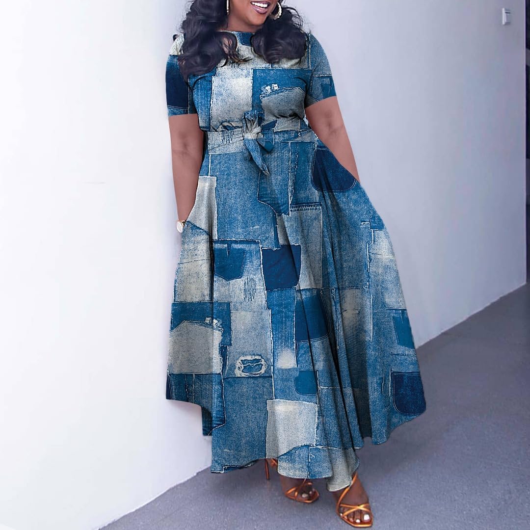 Plus Size Dress A Line Dresses for Women Summer Long with Sleeve Casual Belted Plus Size Dress A Line Dresses for Women Summer Long with Sleeve Casual Belted