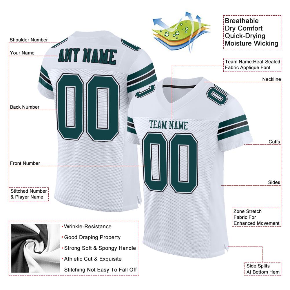 Maßgeschneidertes authentisches Mesh-Fußballtrikot im klassischen Mitternachtsgrün-Schwarz-Stil