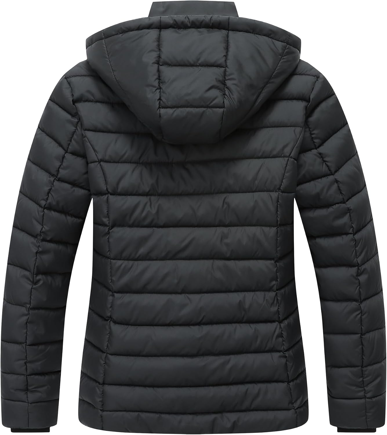 Women's Hooded Quilted Puffer Coat Fleece Lined Black