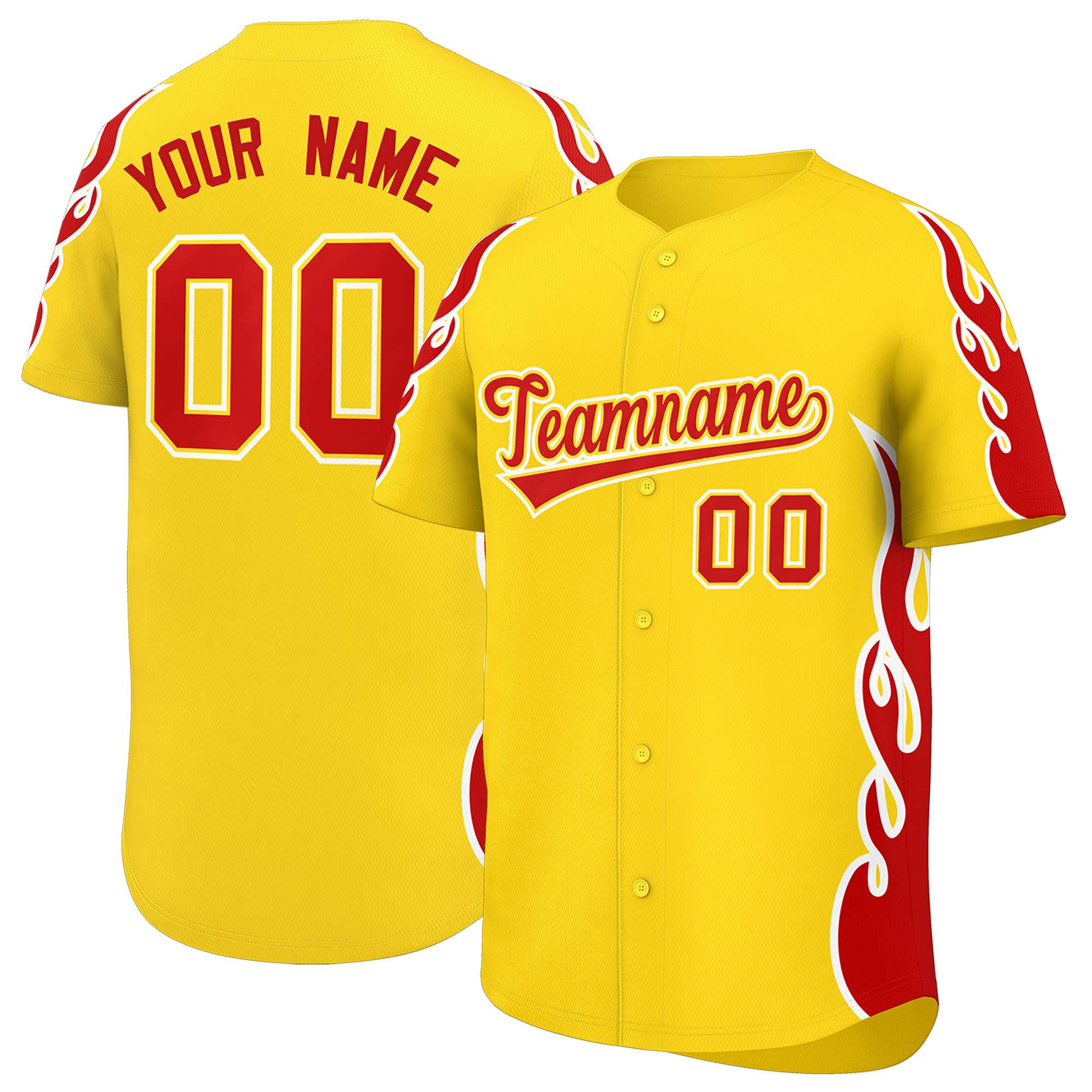 Benutzerdefiniertes Baseball-Trikot mit Seitenflammen-Umrissmuster für Sportuniformen
