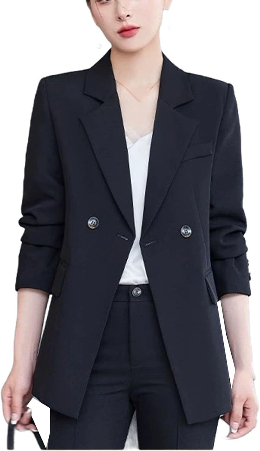 Women's Double Breasted Longline Blazer Black
