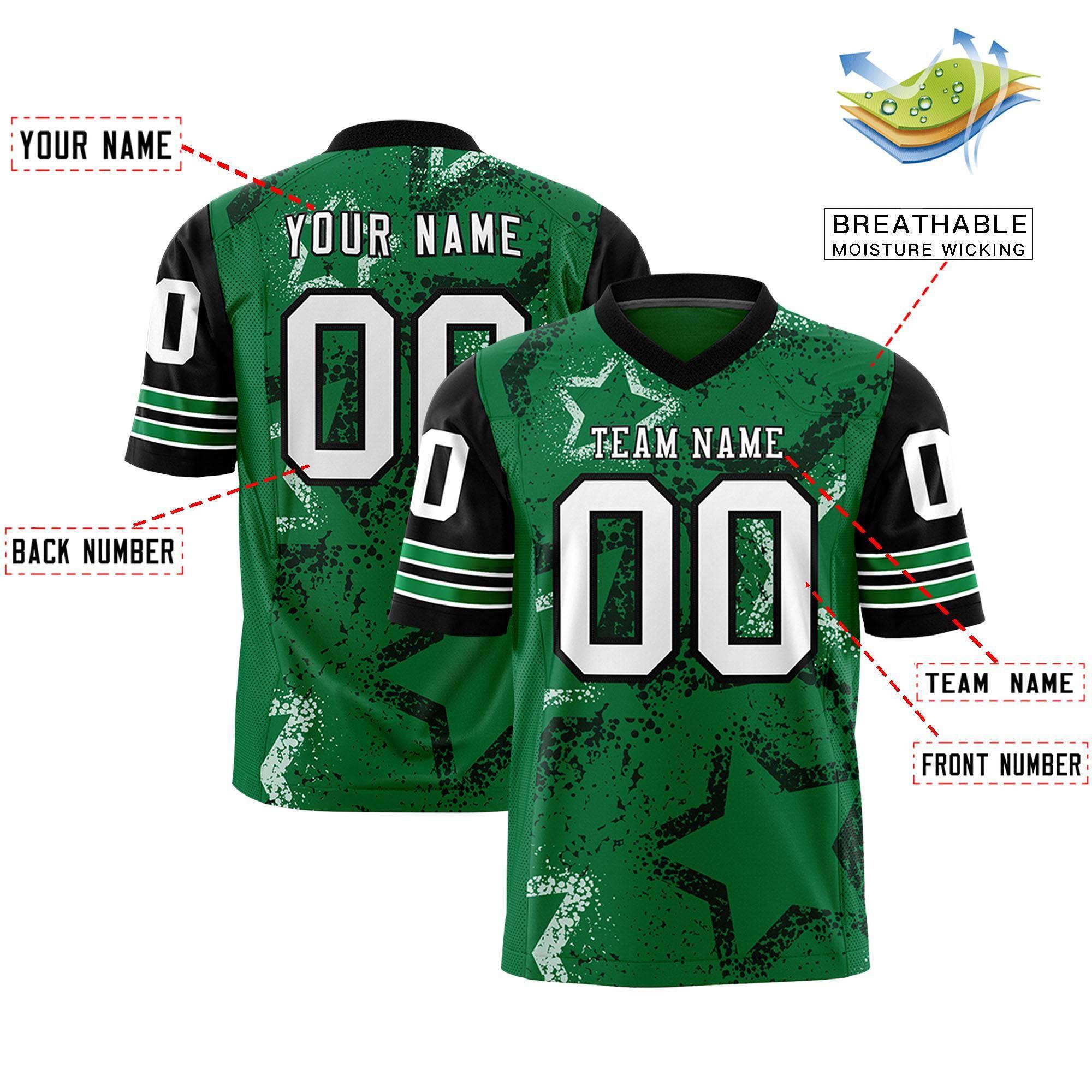 Individuell personalisiertes, authentisches Fußballtrikot mit Sternmuster-Design Individuell personalisiertes, authentisches Fußballtrikot mit Sternmuster-Design