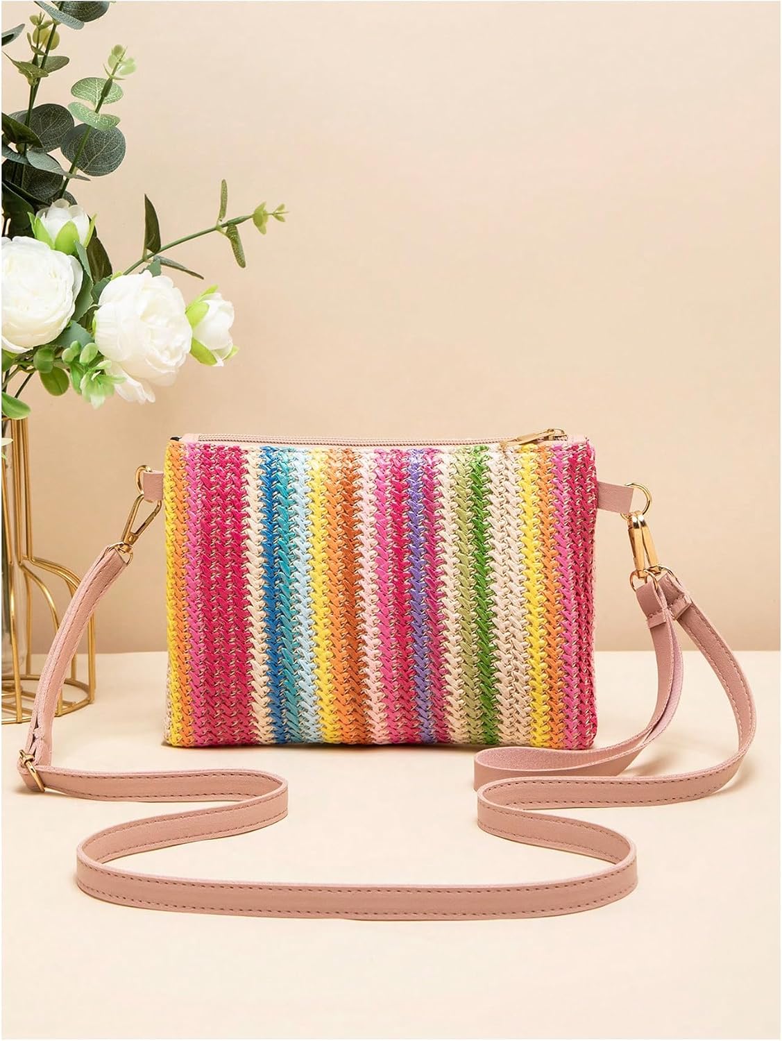 Women's Multicolor Woven Striped Crossbody Bag Women's Multicolor Woven Striped Crossbody Bag