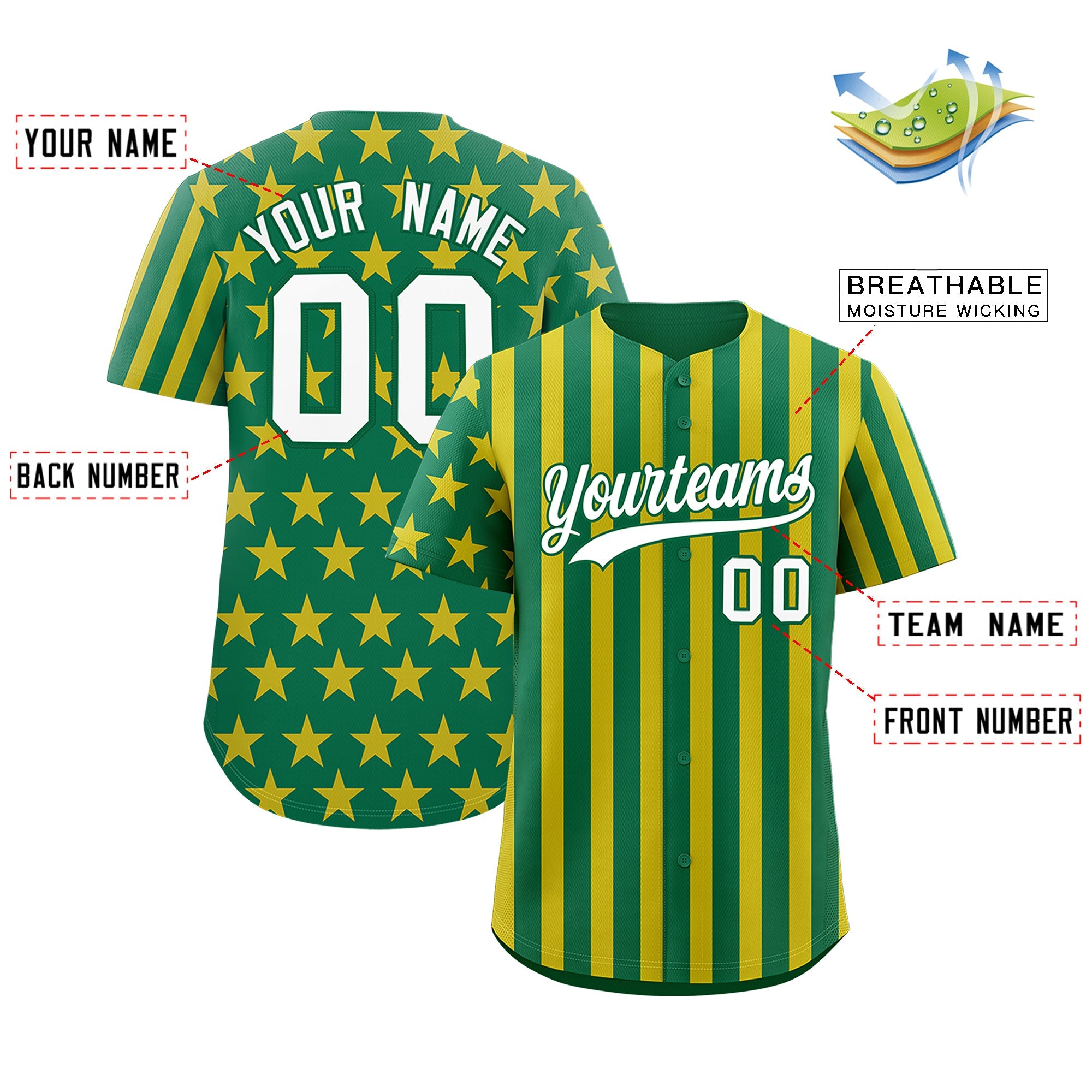 Benutzerdefiniertes Graffiti-Muster-Baseball-Trikot mit amerikanischer Flagge