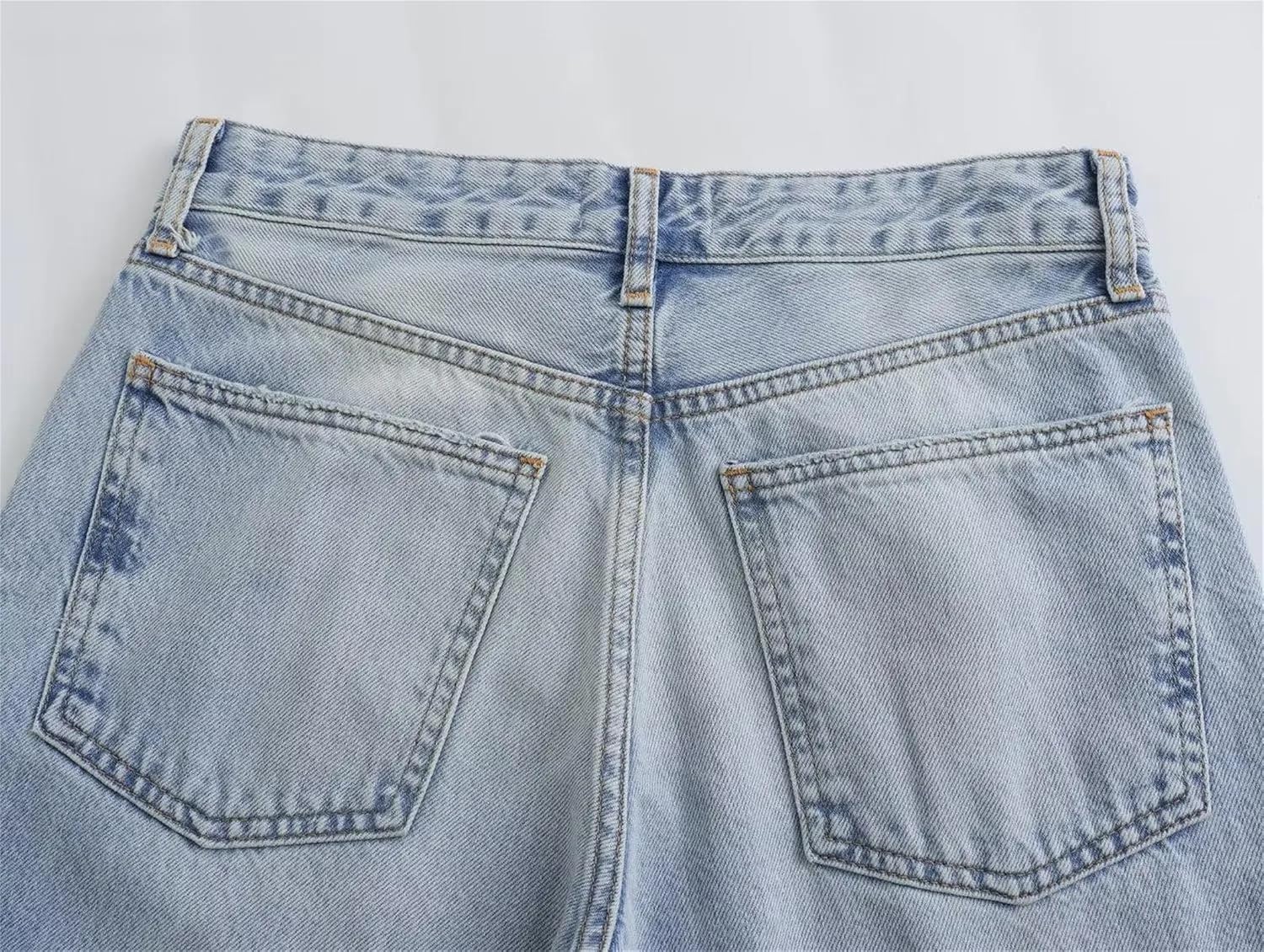 Women's Distressed Boyfriend Straight Leg Jeans Vintage Wash