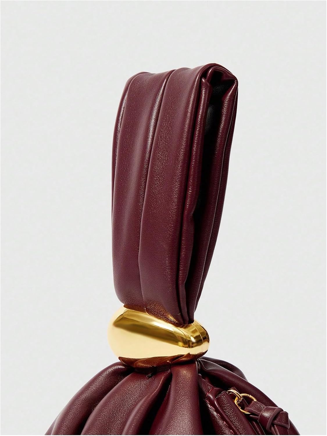 Women's Soft Leather Drawstring Clutch with Gold Clasp Burgundy Women's Soft Leather Drawstring Clutch with Gold Clasp Burgundy