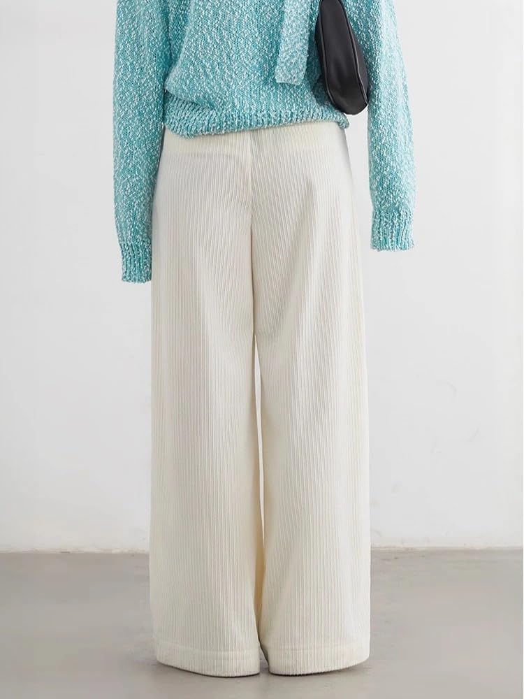 Women's Pants Retro Pleated Corduroy High Waisted Straight Leg Ladies Trousers Autumn Winter Women's Pants Retro Pleated Corduroy High Waisted Straight Leg Ladies Trousers Autumn Winter