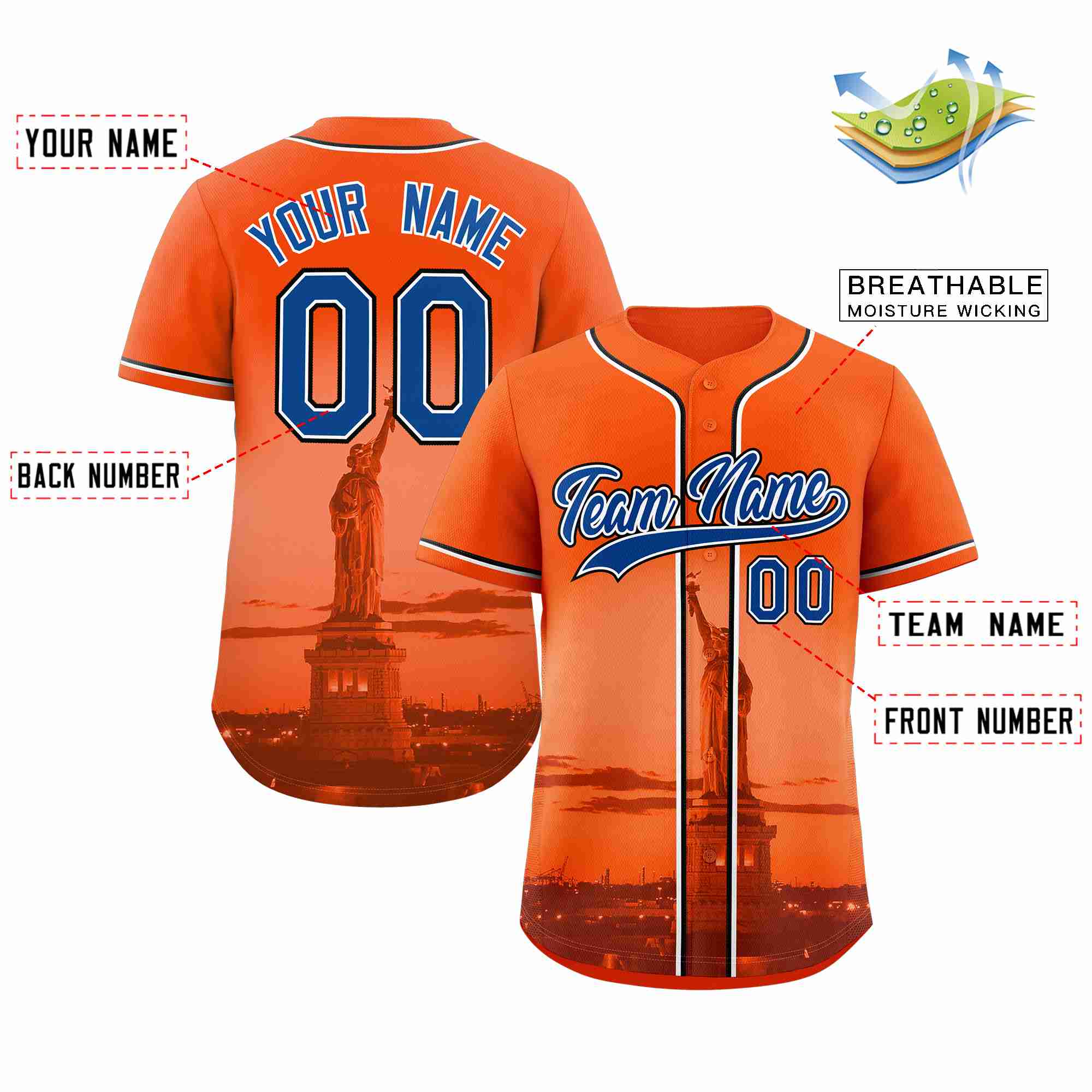 Benutzerdefiniertes New York City Skyline Baseball-Trikot