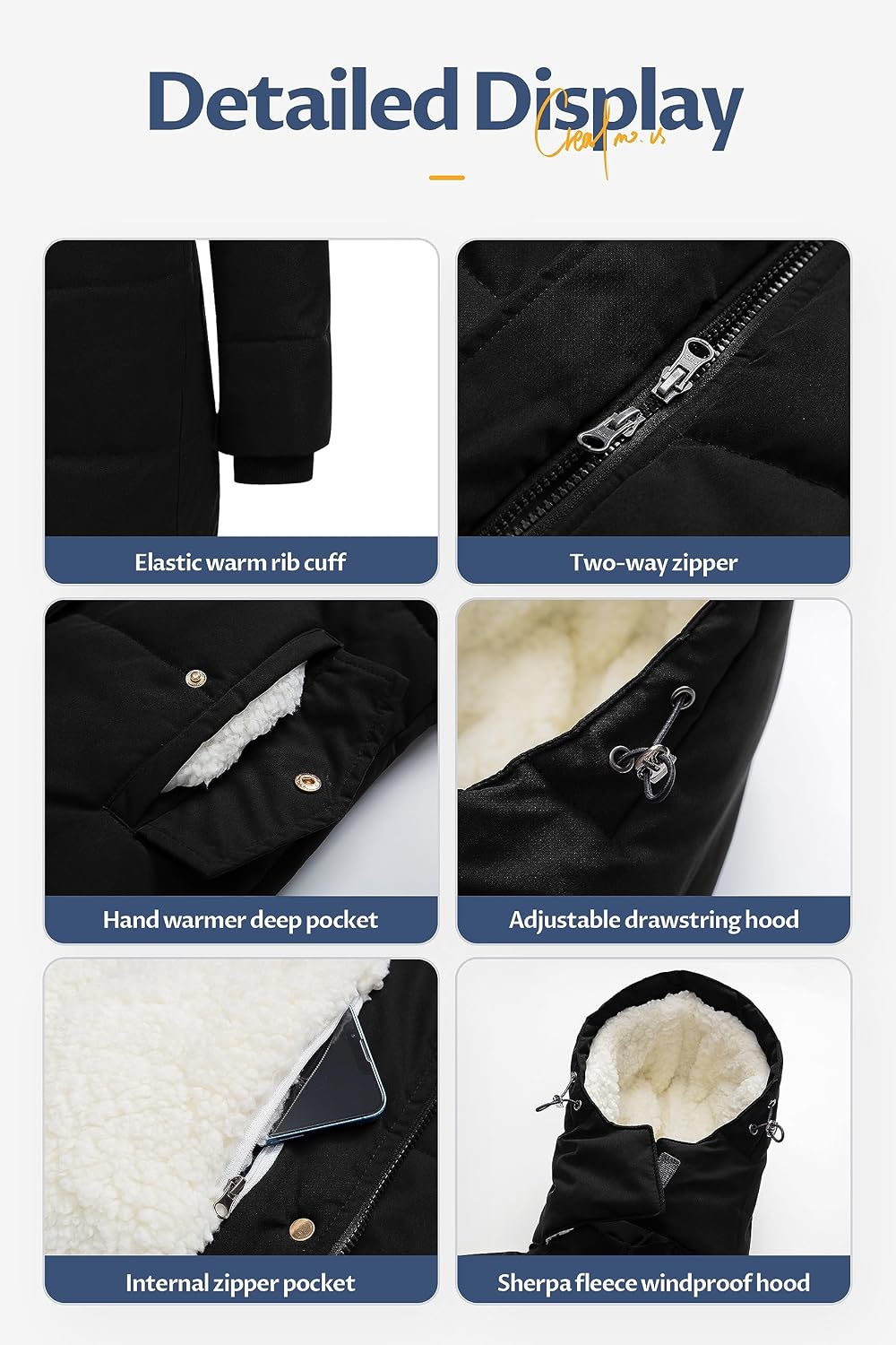 Women's Sherpa Lined Hooded Puffer Parka Black
