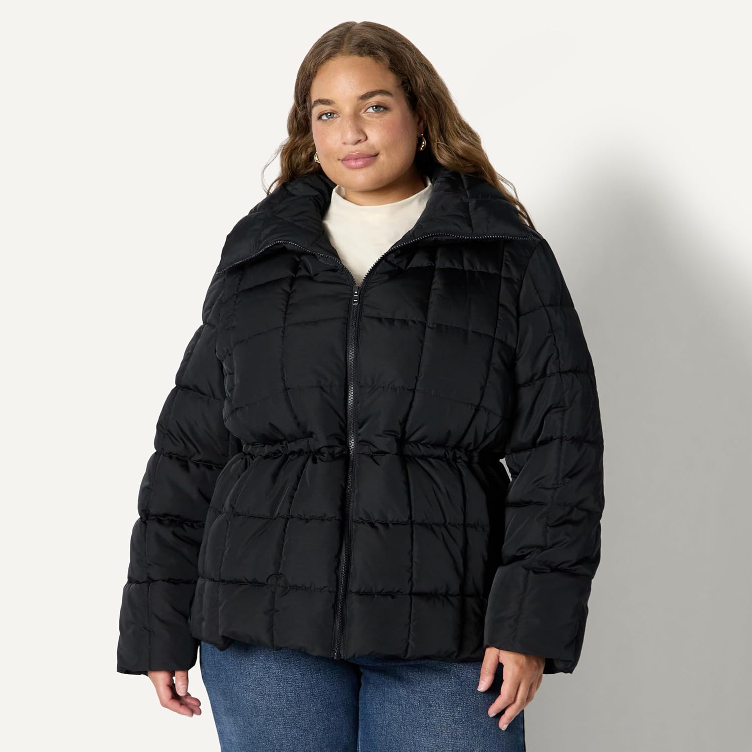 Women's Oversized Square Quilted Puffer Jacket Black