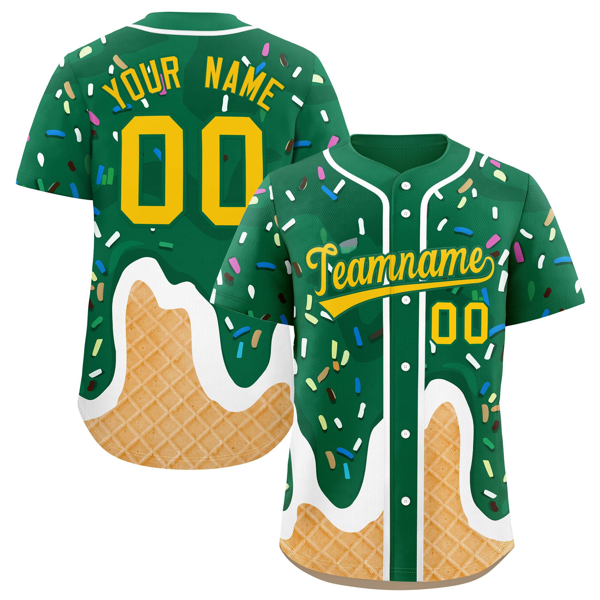 Benutzerdefiniertes Eistüte-Graffiti-Muster, modisches, authentisches Baseball-Trikot Benutzerdefiniertes Eistüte-Graffiti-Muster, modisches, authentisches Baseball-Trikot