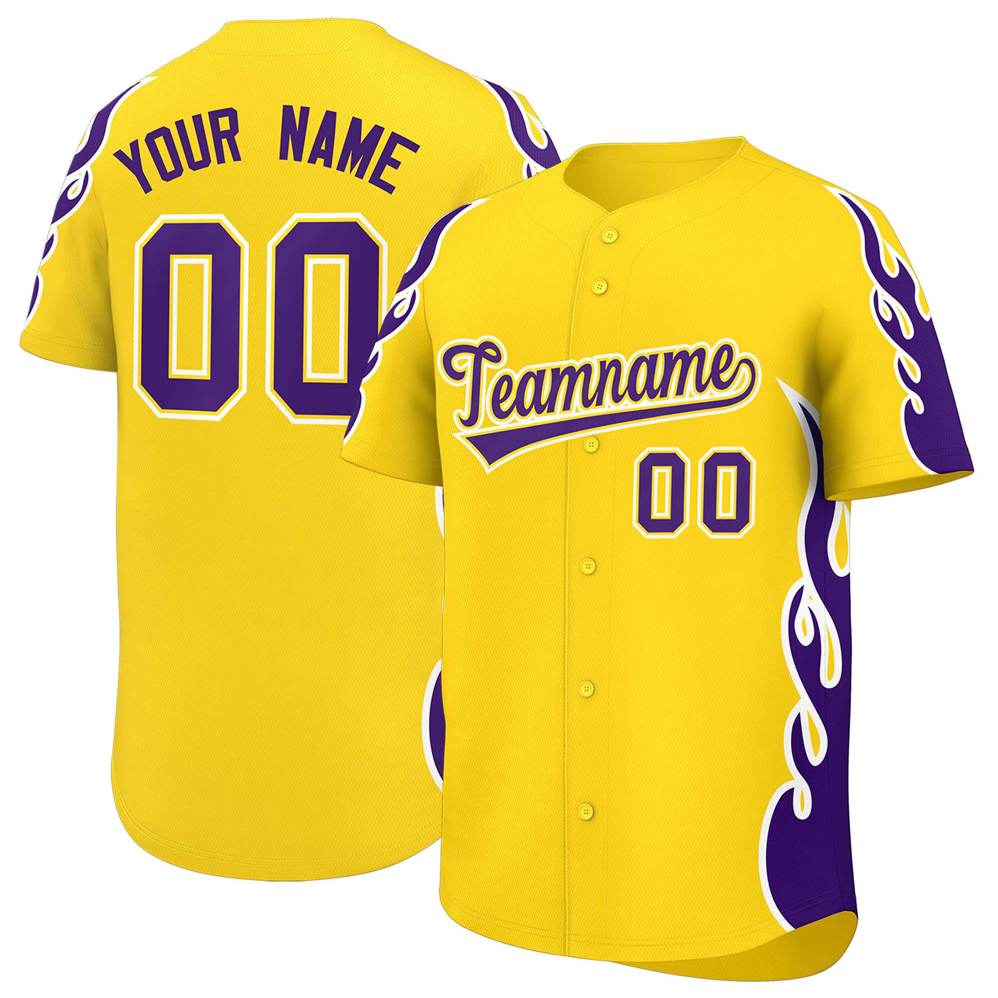 Benutzerdefiniertes Baseball-Trikot mit Seitenflammen-Umrissmuster für Sportuniformen