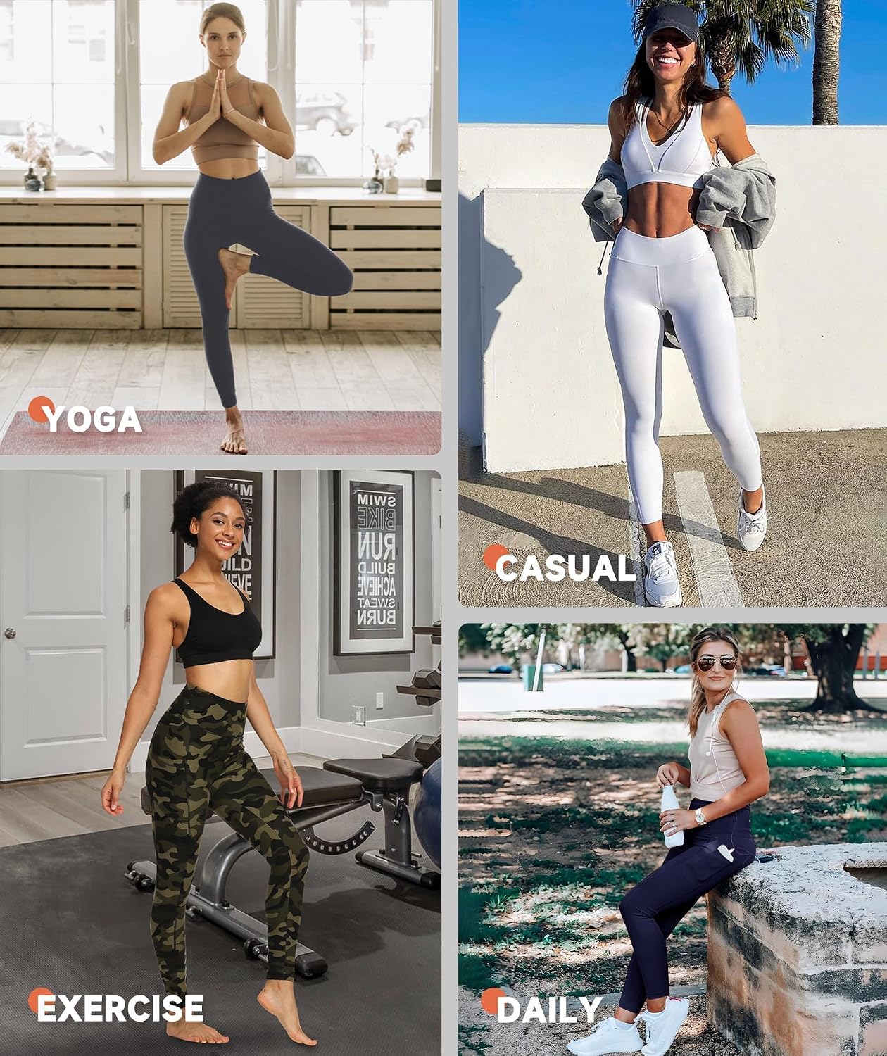 Women's High Waist Full Length Yoga Leggings (Black)