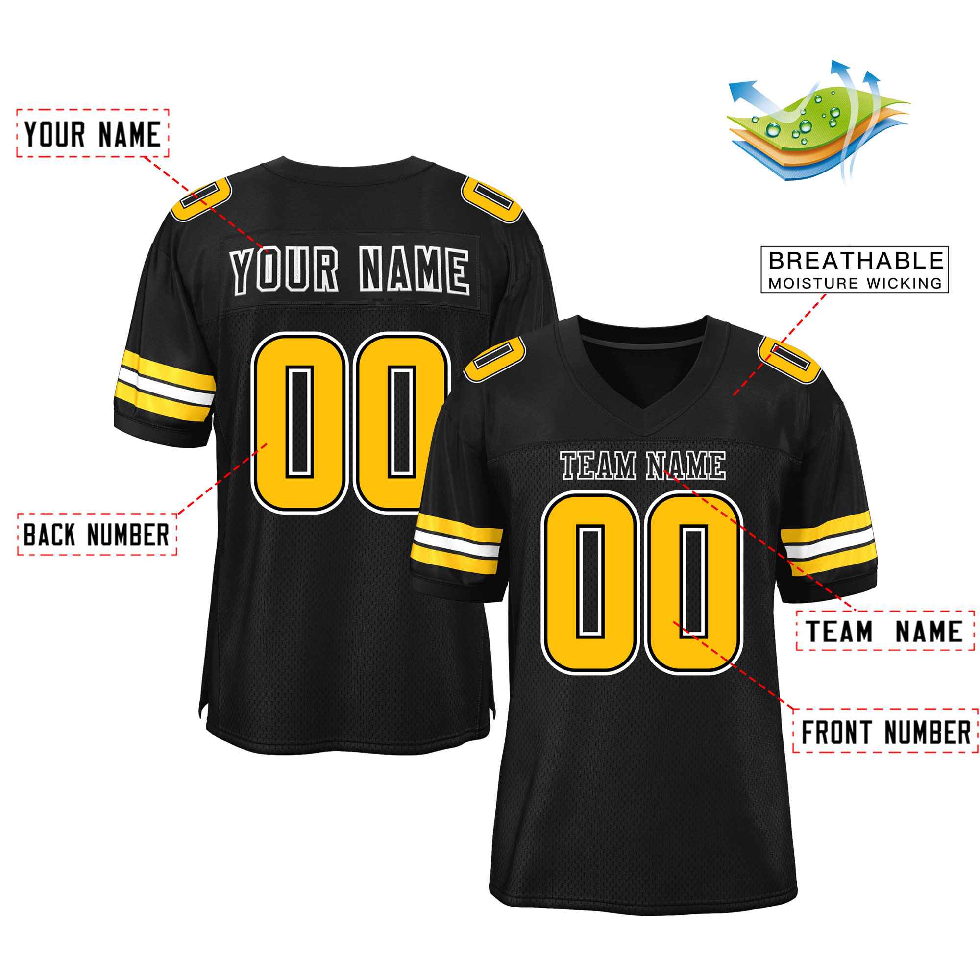 Maßgeschneidertes authentisches Mesh-Fußballtrikot im klassischen Stil