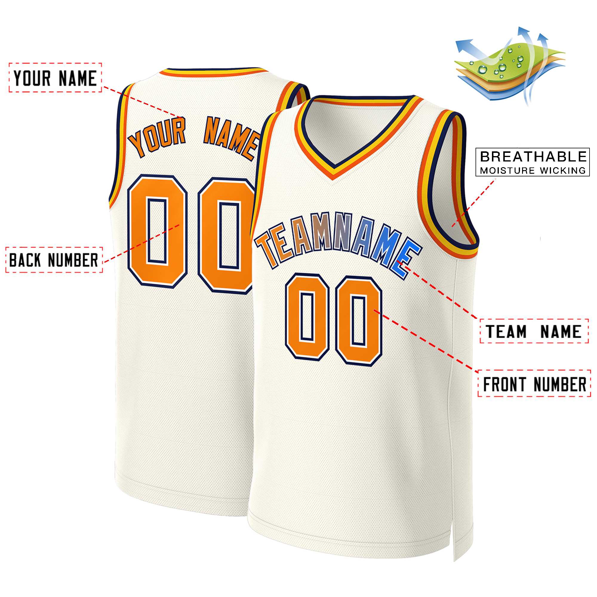 Benutzerdefiniertes Basketballtrikot mit klassischem Farbverlauf und modischen Oberteilen