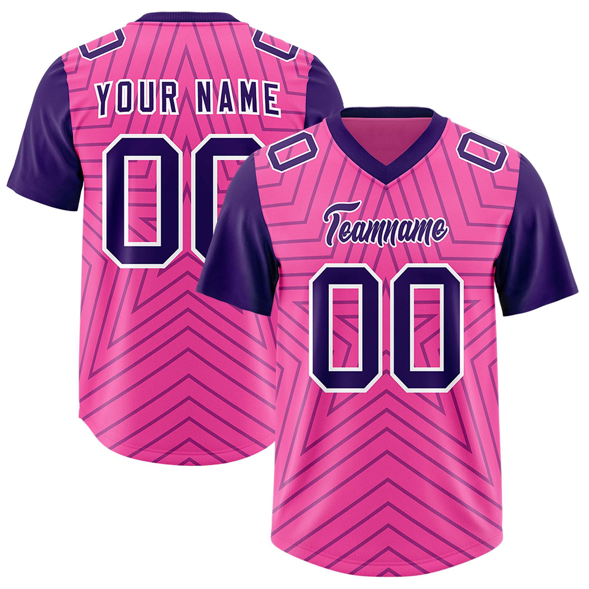 Individuell personalisiertes, authentisches Fußballtrikot mit Raglanärmeln und Sternenmuster