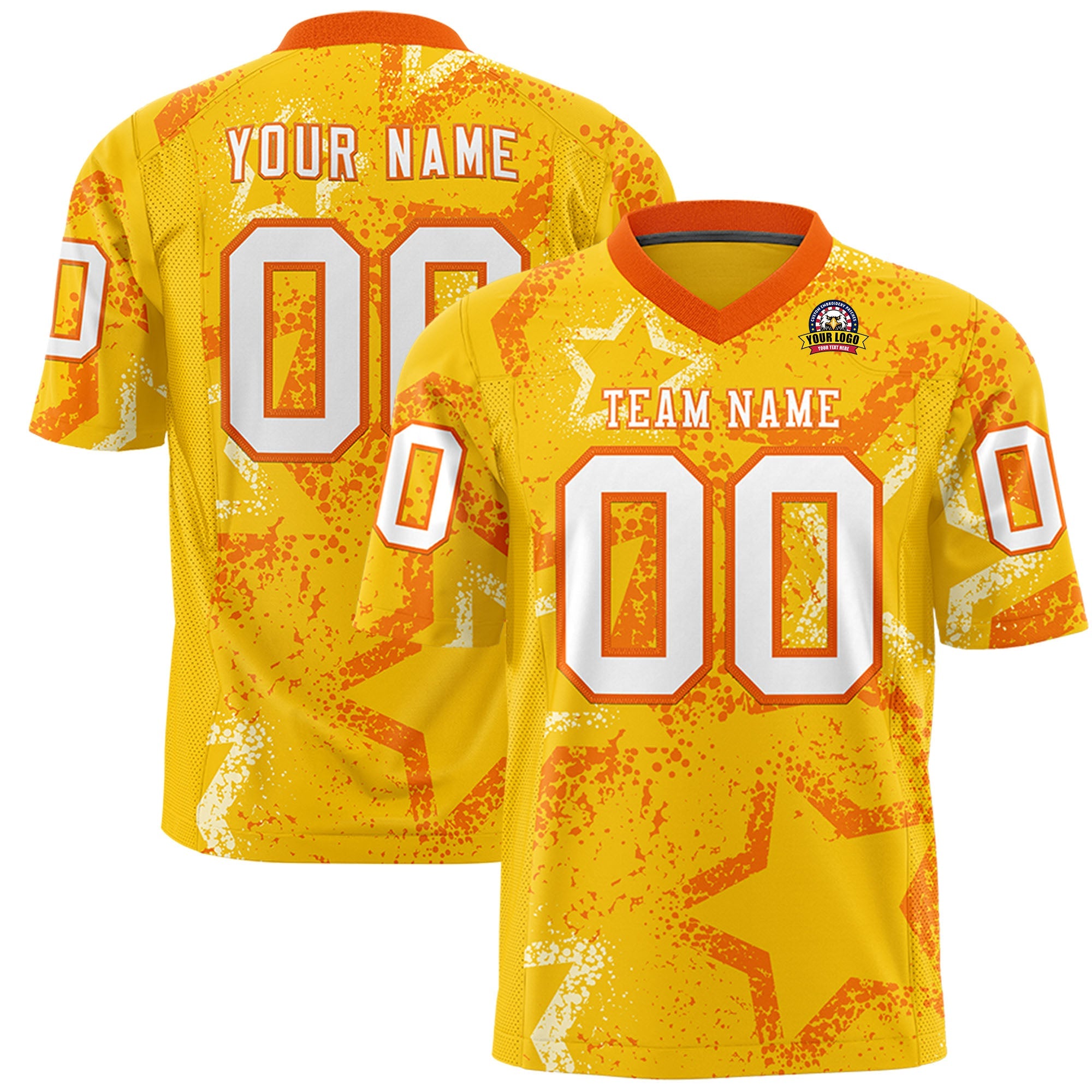 Individuell personalisiertes, authentisches Fußballtrikot mit Stern-Graffiti-Muster