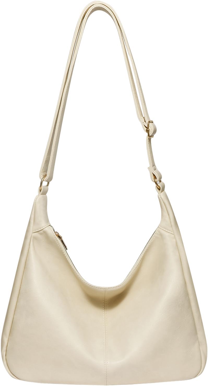 Hobo Bags for Women Foldable Leather Slouchy Shoulder Bag Crossbody Purses