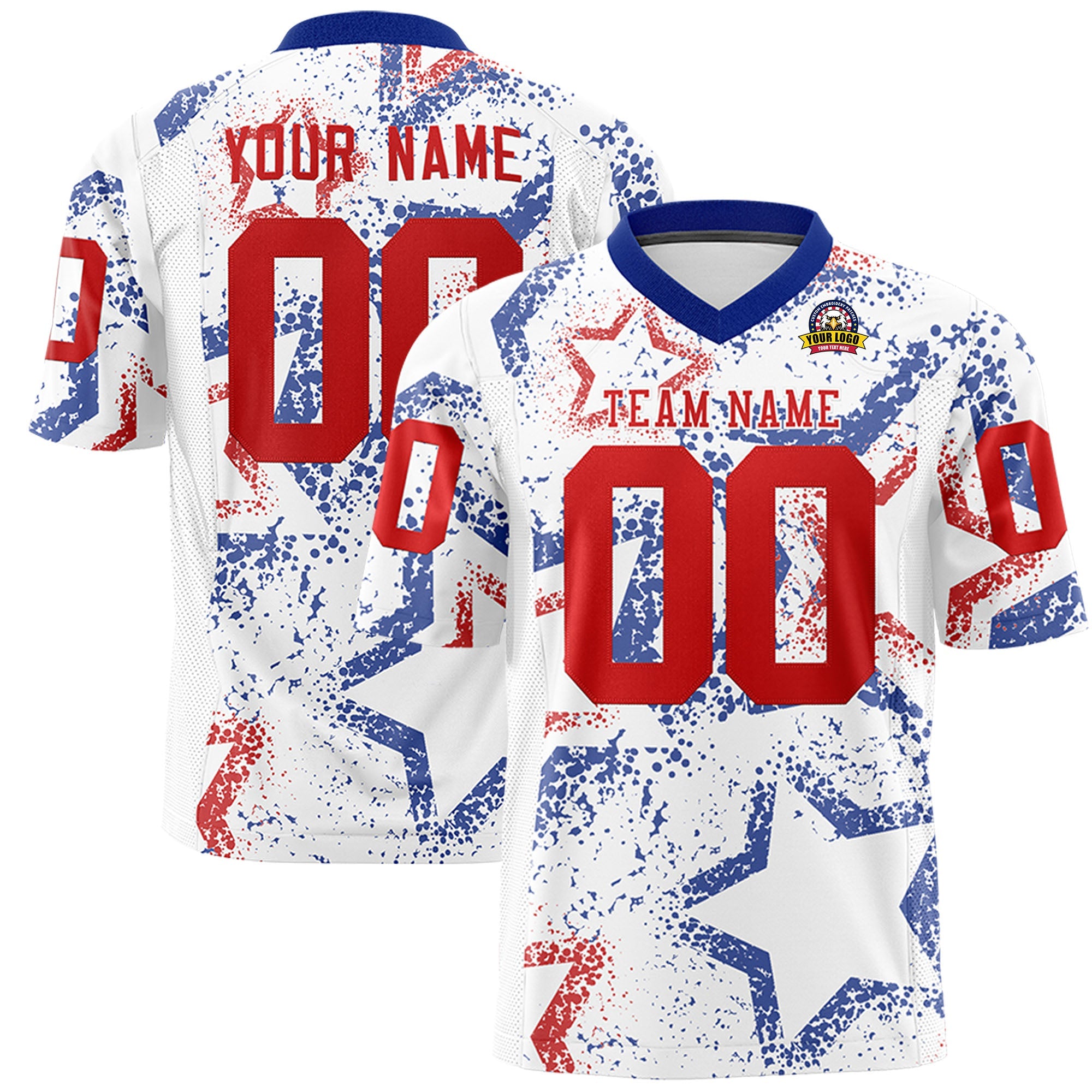 Individuell personalisiertes, authentisches Fußballtrikot mit Stern-Graffiti-Muster