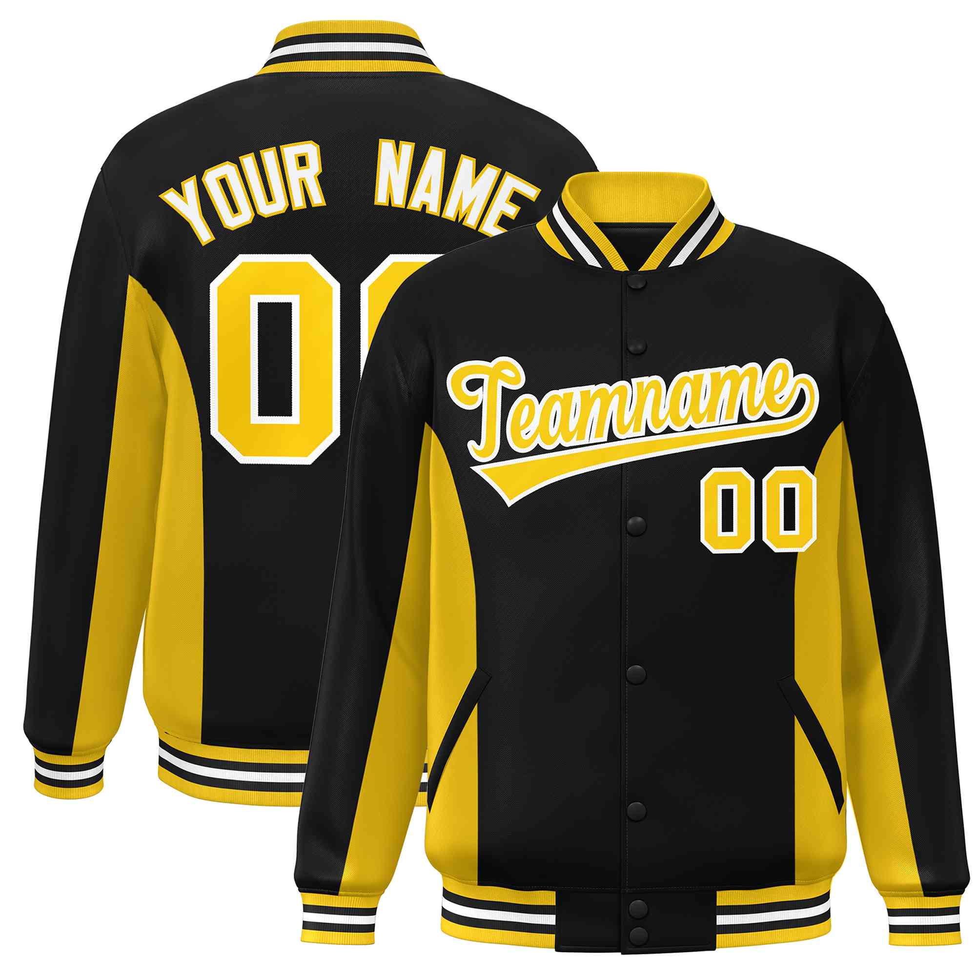 Custom Varsity Full-Snap Color Block Letterman Baseball Jacket
