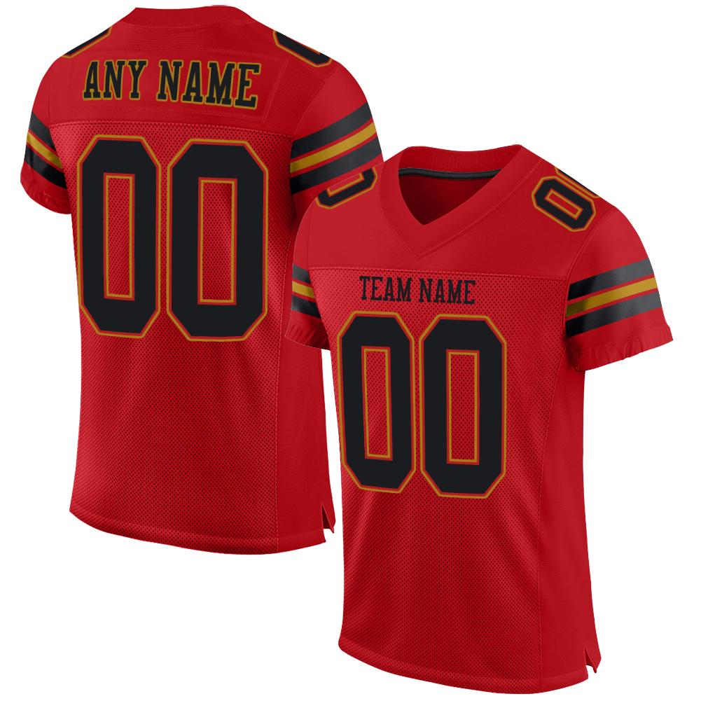 Custom Black-Old Gold Classic Style Mesh Authentic Football Jersey