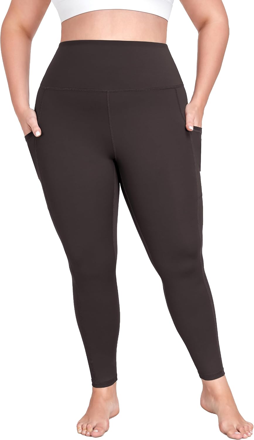 Plus Size Yoga Pants with Pockets L-6XL Soft Stretch Leggings High Waisted Tummy Control Thick Workout 25