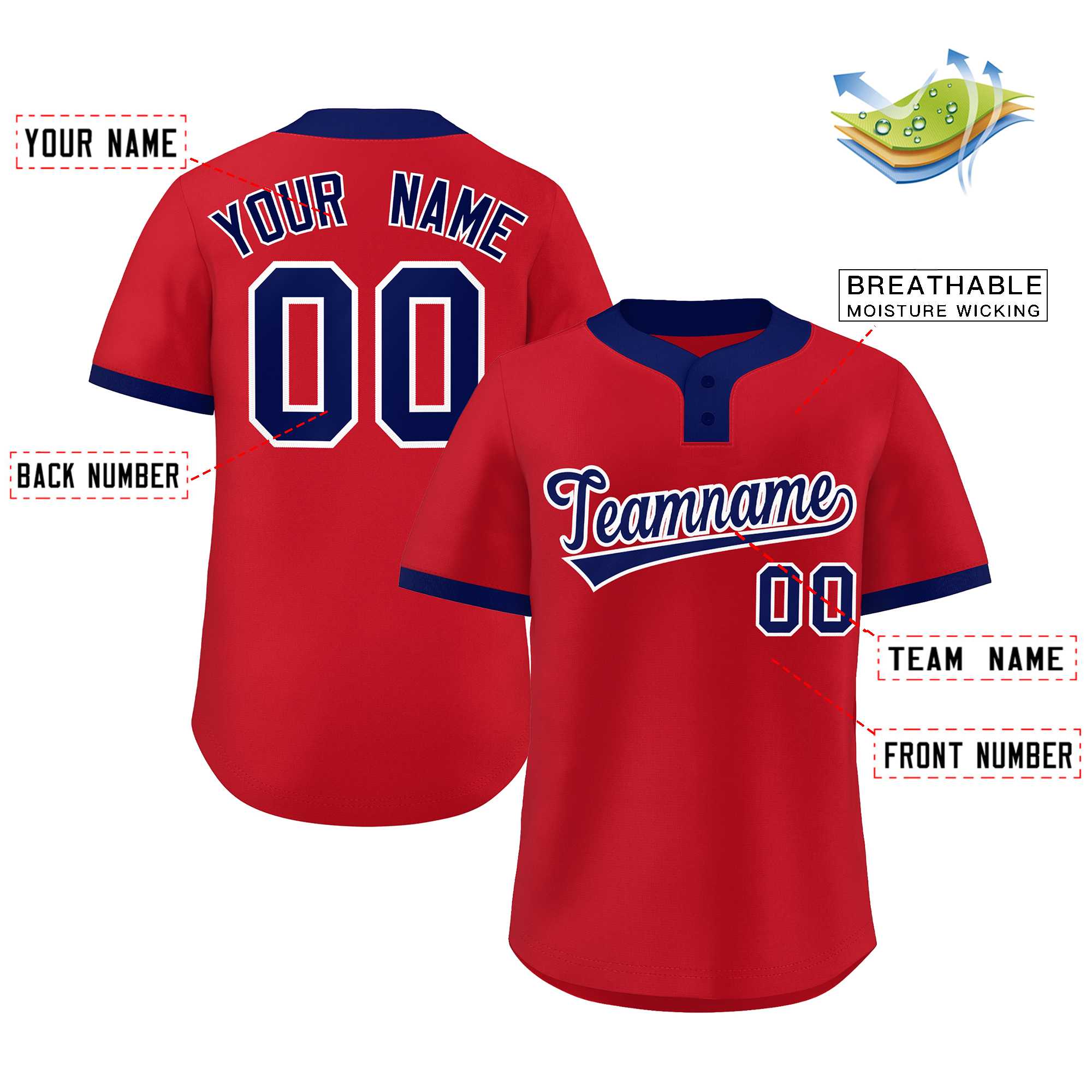 Custom Classic Style Authentic Two-Button Softball Jersey
