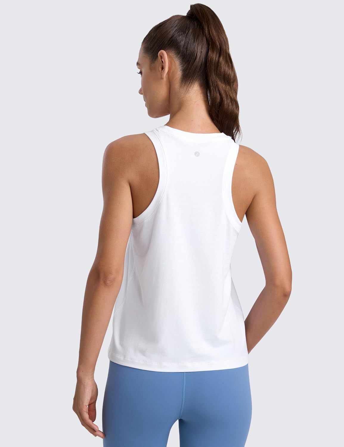 Women's Cotton-Blend Workout Racerback Tank Athletic High Neck Breathable Tops Casual Basic Sleeveless Shirts