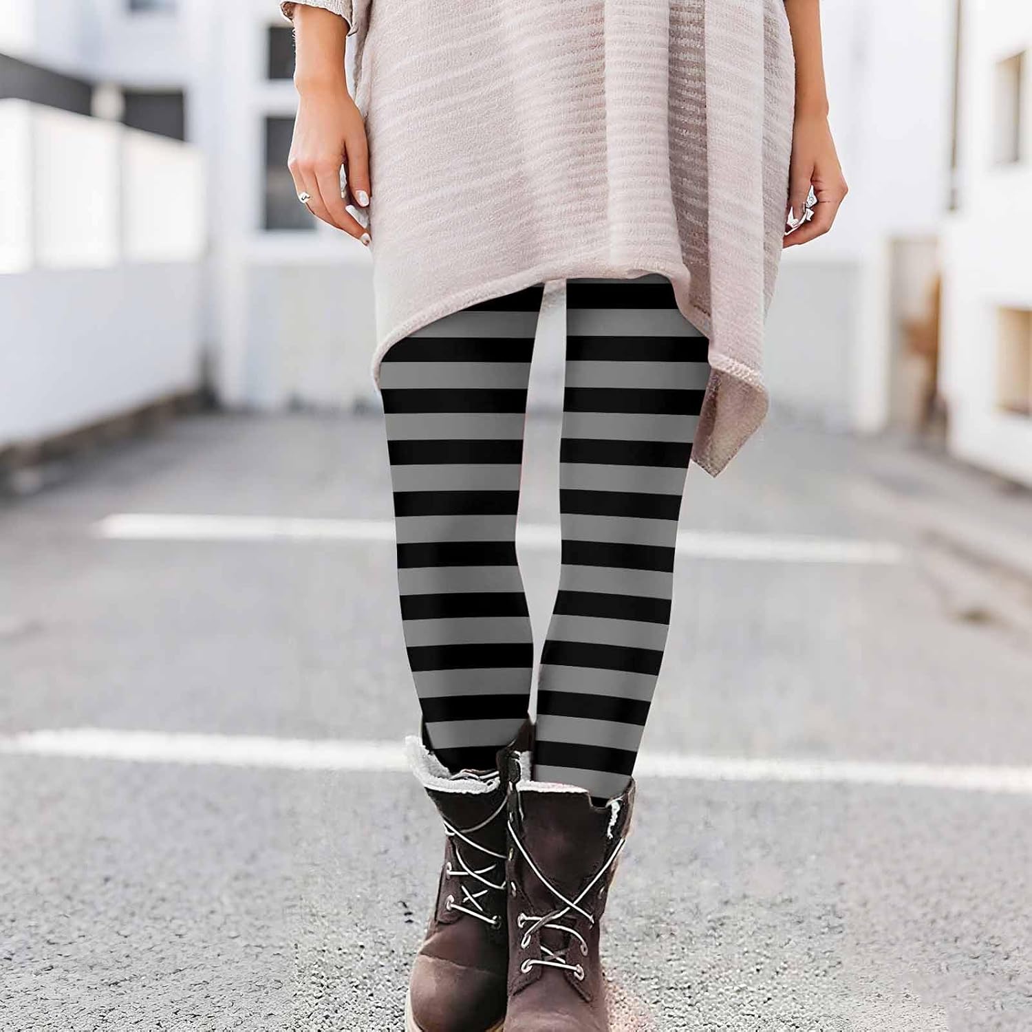 Striped Leggings for Women Halloween Yoga Pants High Waisted Tummy Control Activewear Workout Leggings