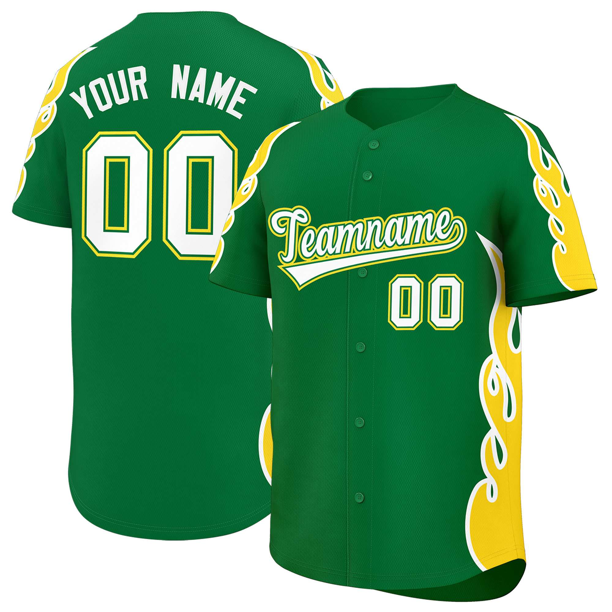 Benutzerdefiniertes Baseball-Trikot mit Seitenflammen-Umrissmuster für Sportuniformen