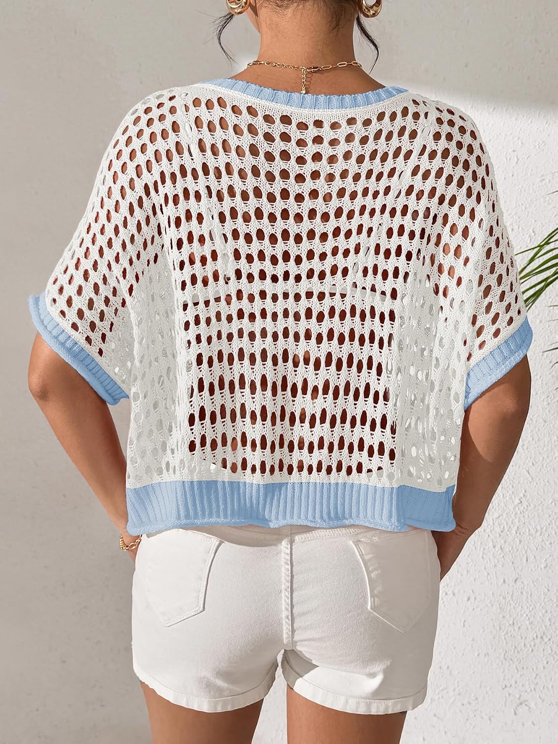 Women's Daisy Applique Open Knit Pullover