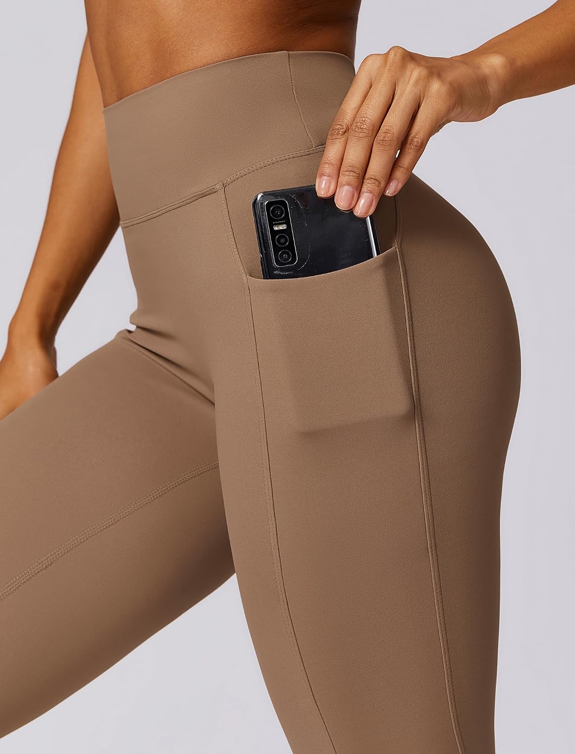 Women's Open Back Crop Top Leggings Set with Pocket