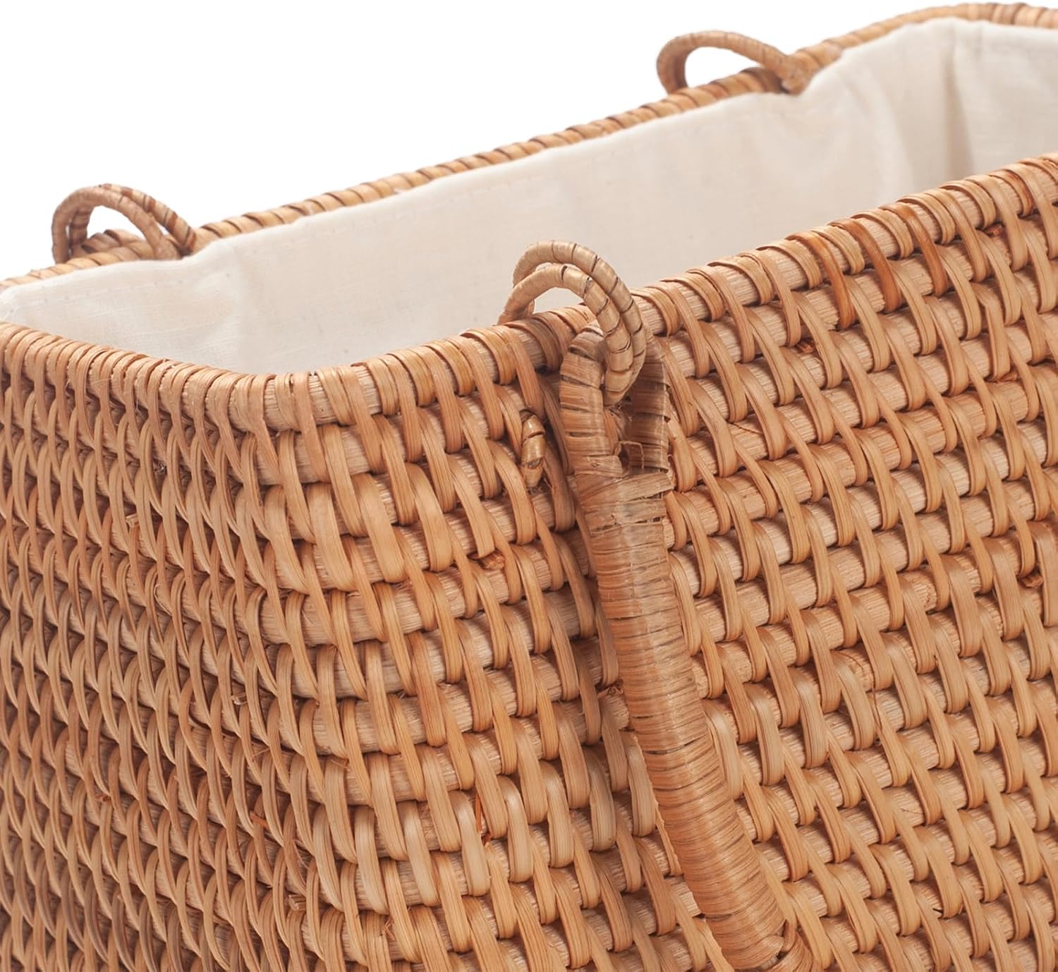 Women's Handwoven Rattan Top-Handle Basket Bag, Brown Women's Handwoven Rattan Top-Handle Basket Bag, Brown