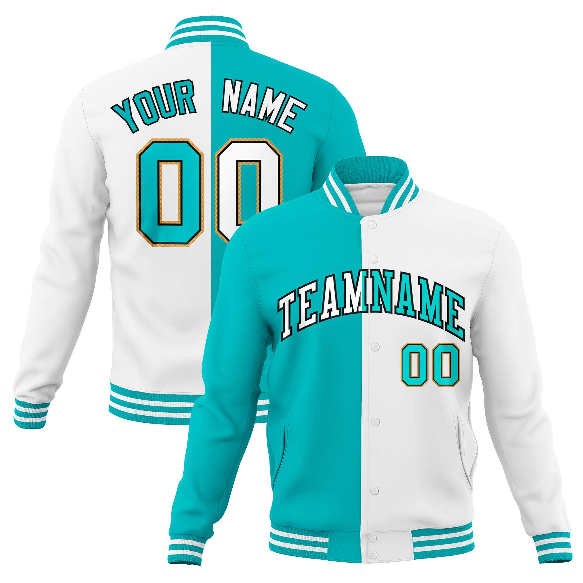 Custom Varsity Full-Snap Letterman Two Tone Split Fashion Jacket
