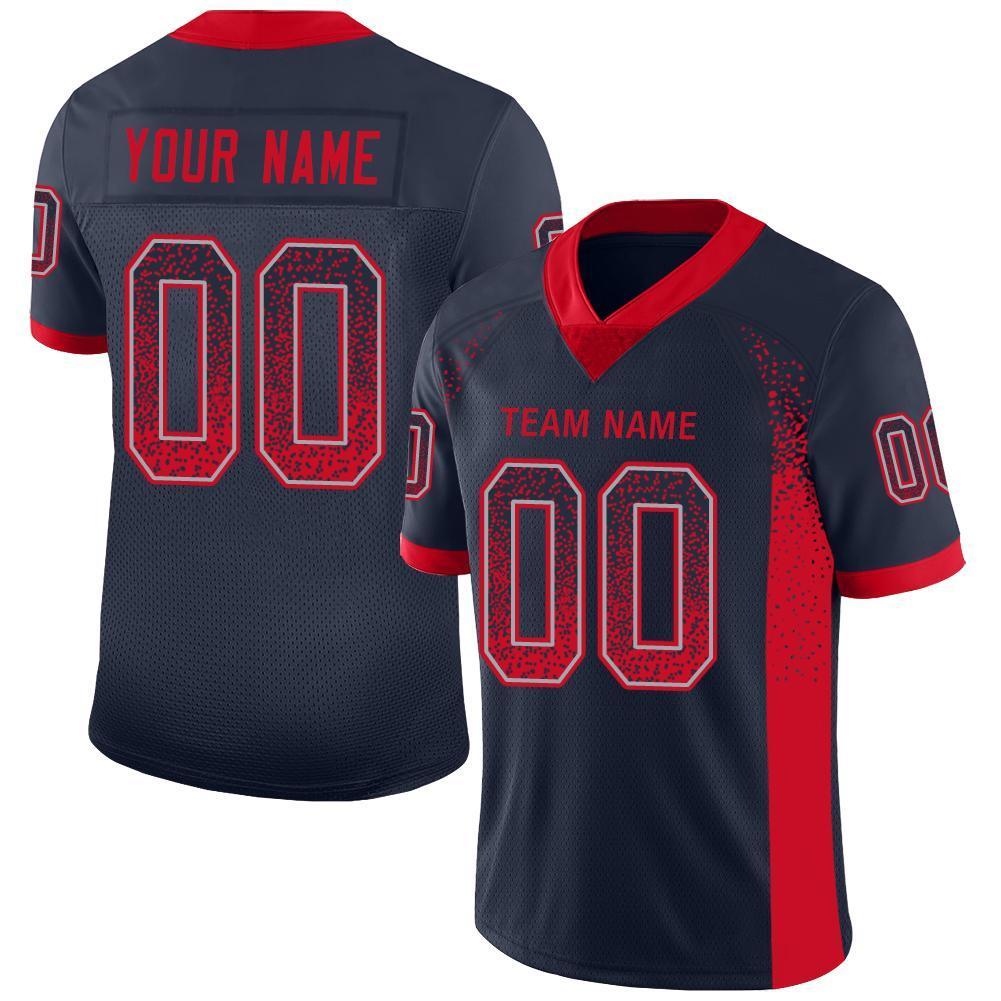 Benutzerdefiniertes authentisches Drift Fashion Mesh-Fußballtrikot in Marineblau und Scharlachgrau