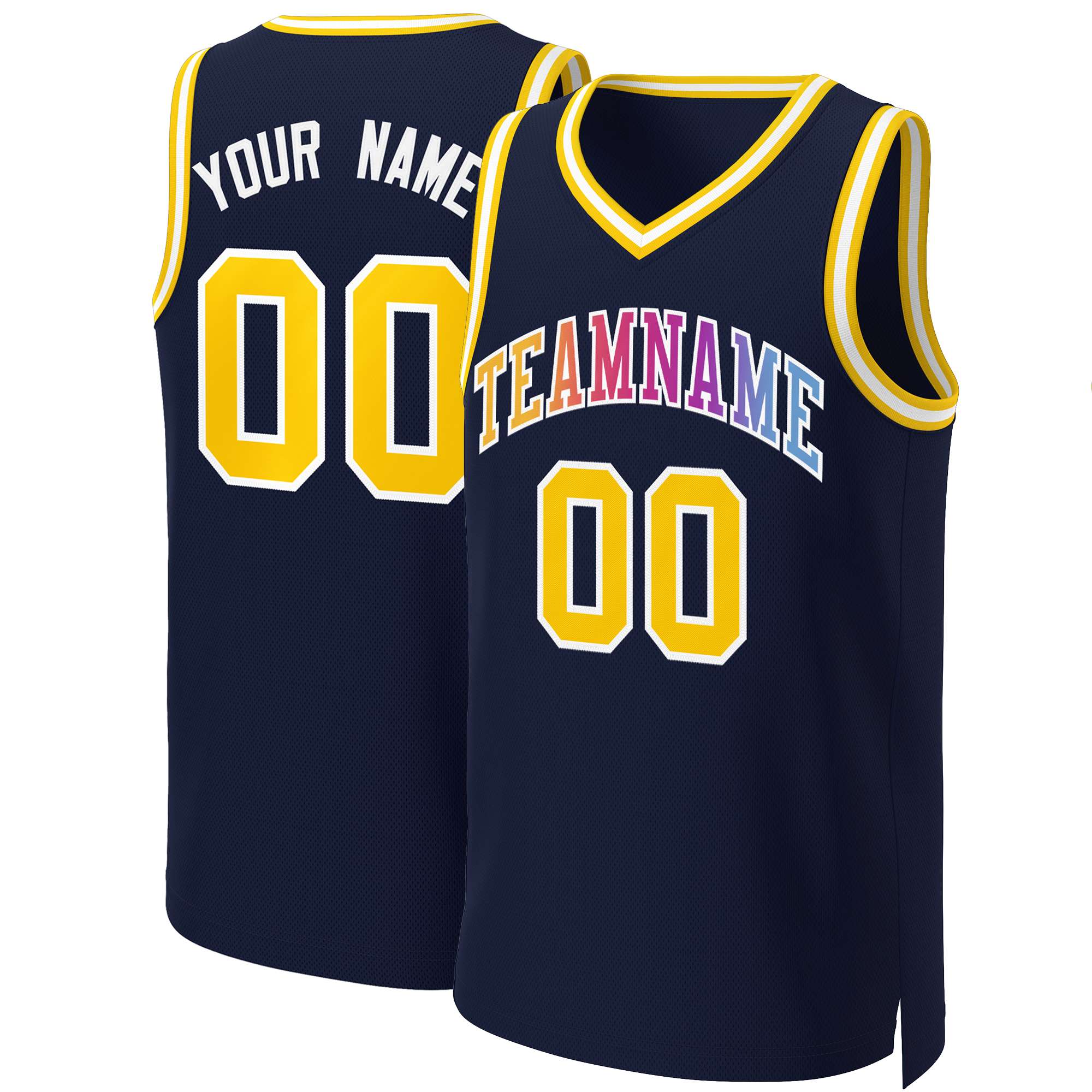 Benutzerdefiniertes Basketballtrikot mit klassischem Farbverlauf und modischen Oberteilen