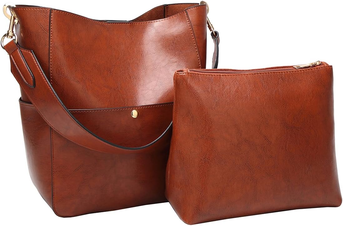 Women's PU Leather Hobo Tote Bag Brown