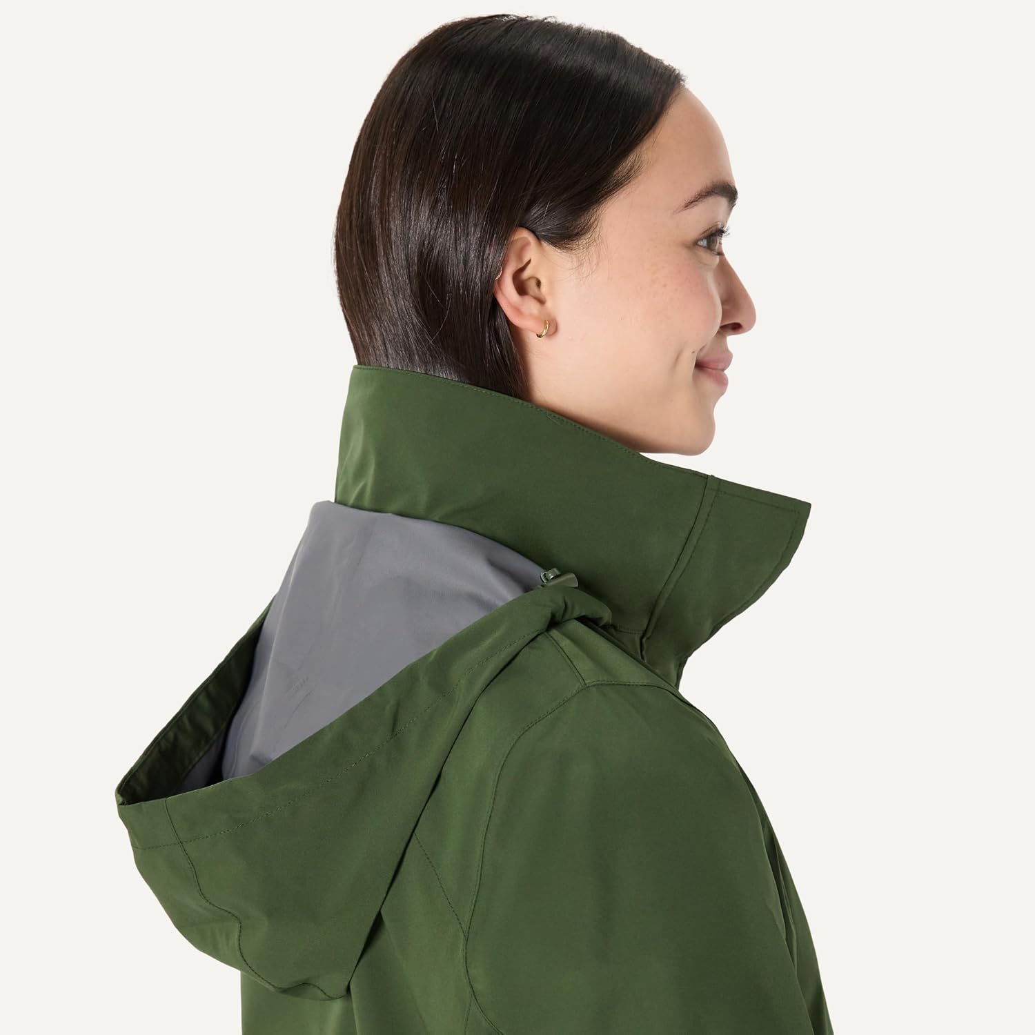 Women's Packable Hooded Rain Jacket Dark Green Women's Packable Hooded Rain Jacket Dark Green